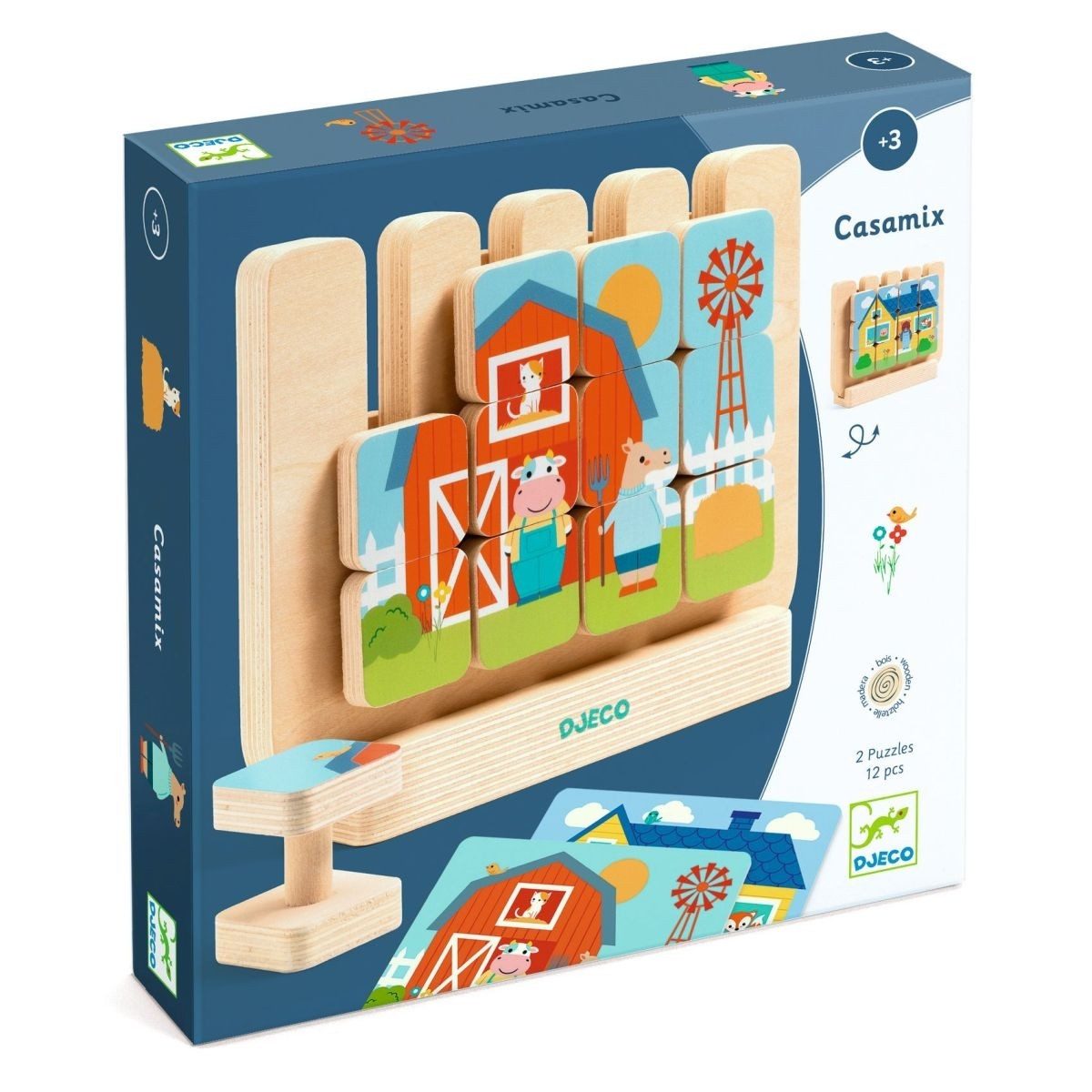 DJECO Lernspielzeug Casamix Holzspiel Hausbilder nachlegen für Kinder ab 3 Jahren