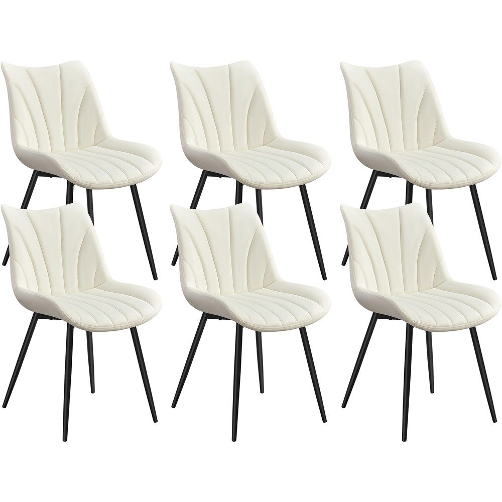 Yaheetech Esszimmerstuhl Gepolsterte Küchenstühle mit Metallbeinen (6 St), 6er-Set Beistellstühle mit Vertikal Gestepptem Design