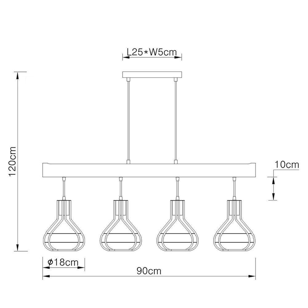 etc-shop Pendel Holz Leuchte Warmweiß, Leuchtmittel Pendelleuchte, inklusive, Decken Filament Hänge LED Lampe Balken