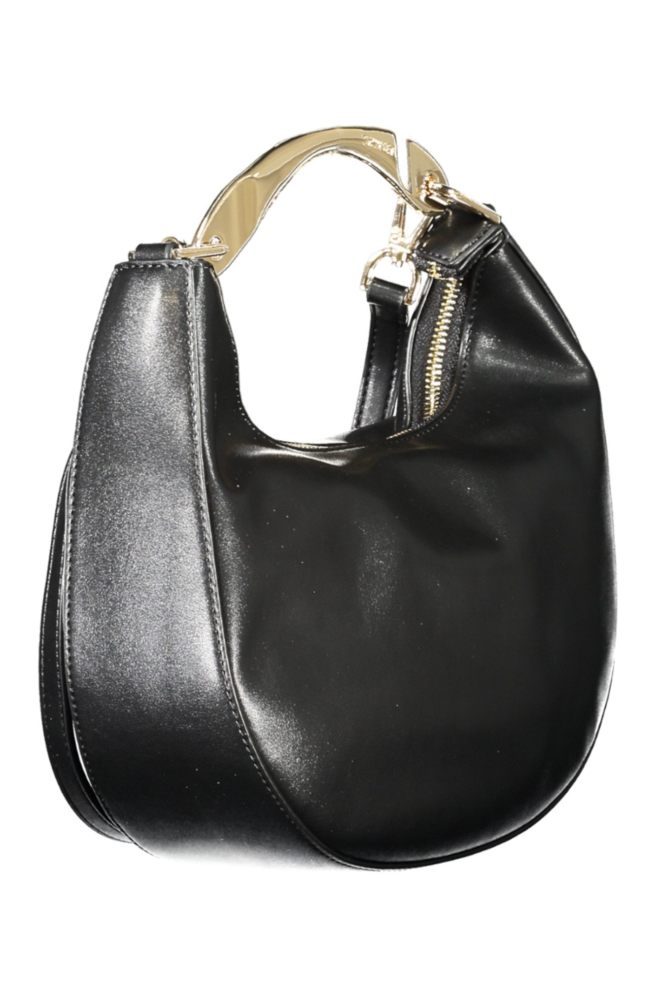 TWINSET Umhängetasche, Stylische Schwarze Hobo-Tasche mit Metall-Details und Schulterriemen