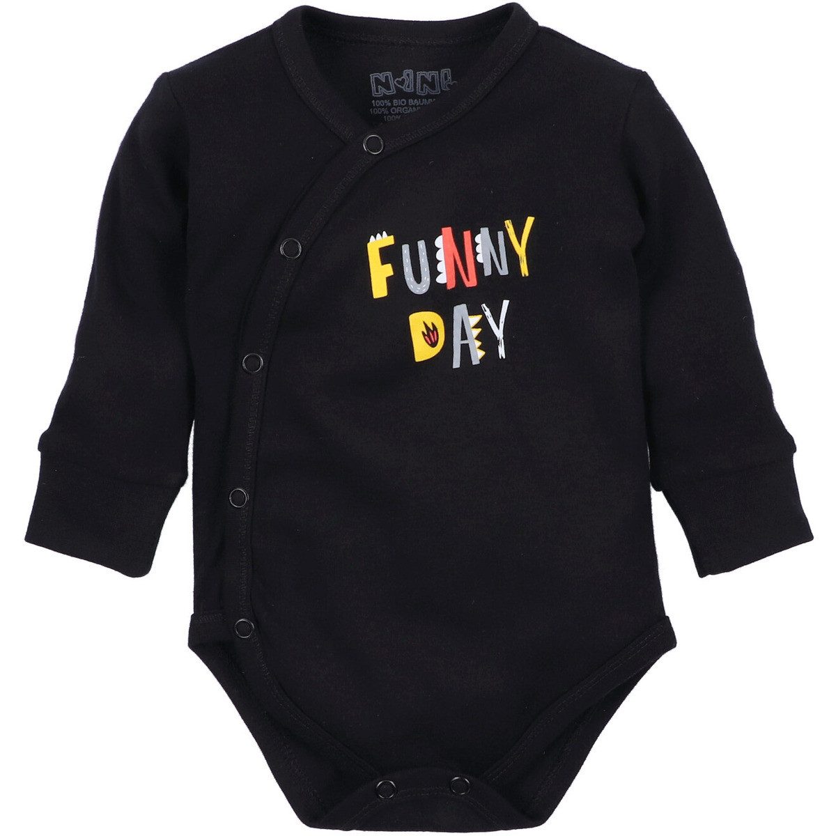 NINI Langarmwickelbody Funny Day Unisex Kinder (1-tlg) Langarm Einteiler, Body, Longsleeve-Body, Bodysuit, Stretchbody