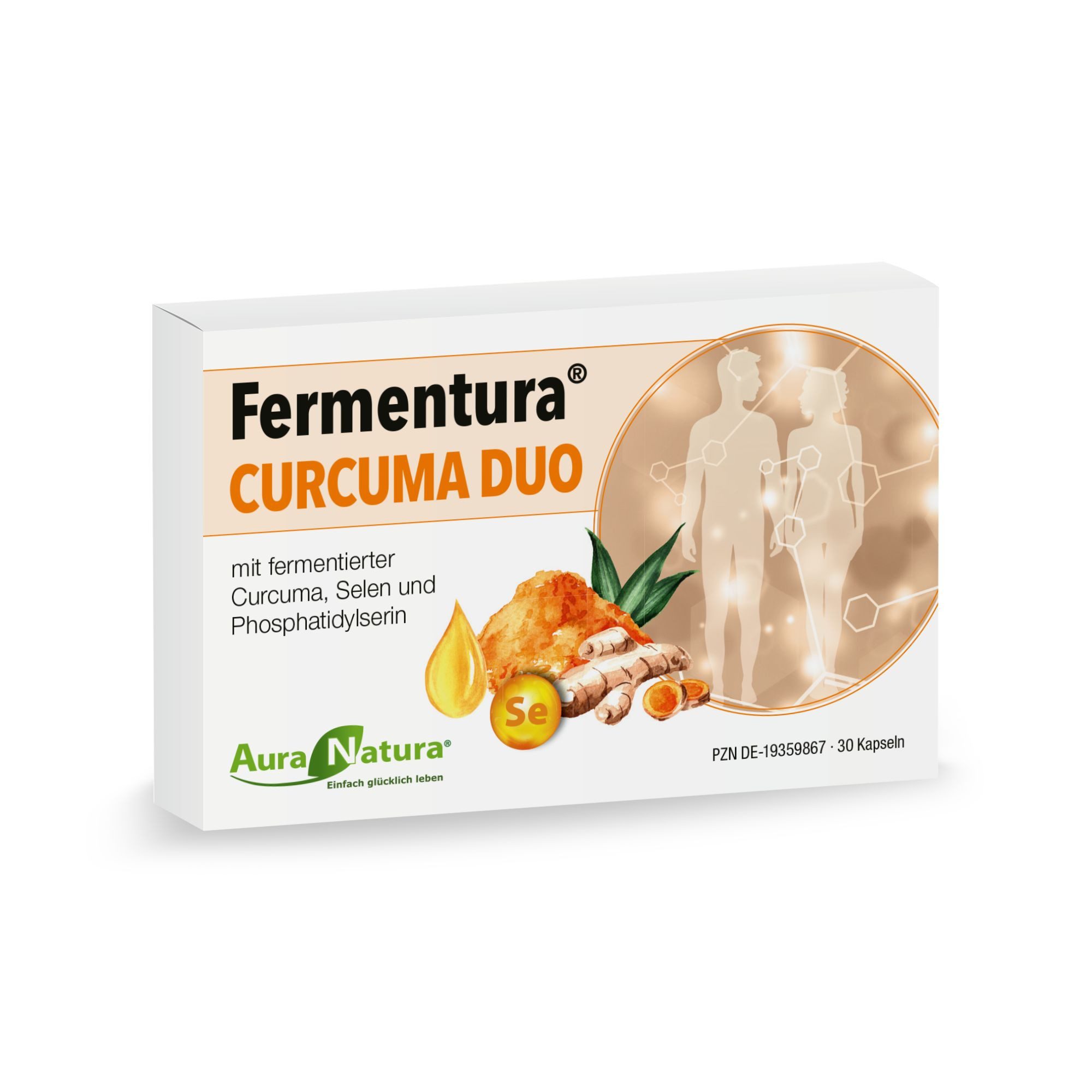 Aura Natura Fermentura Curcuma Duo Fermentierte Kurkuma Kapseln mit Selen, Vegan Kapseln, Packung à 30 St., curcuma fermentiert