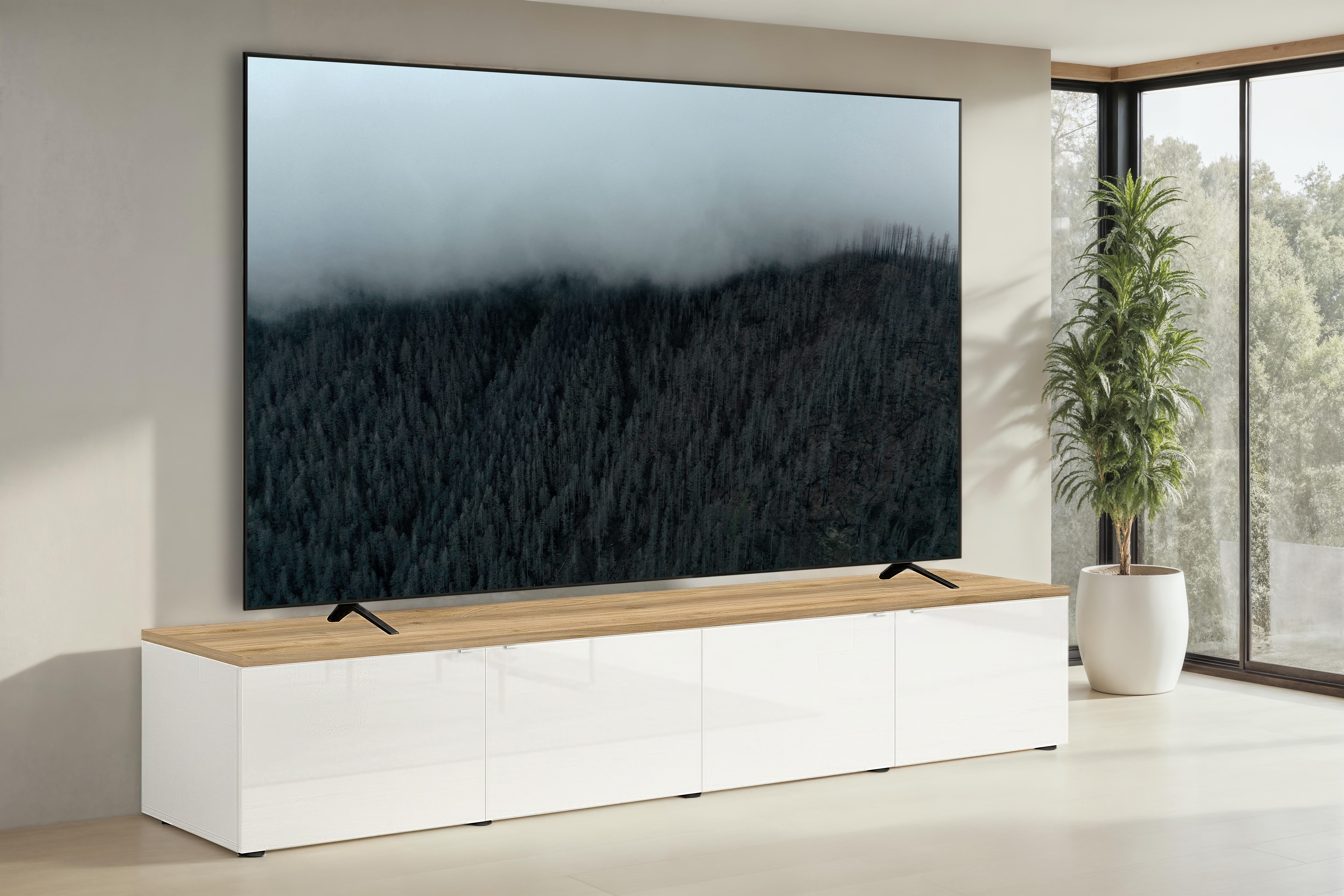 Home affaire Lowboard Easy, 245 cm breit, 47 cm tief, 4 Türen, Top 22 mm stark, Mediaboard, Modernes Lowboard für bis zu 98-Zoll-TV – perfekt für die WM