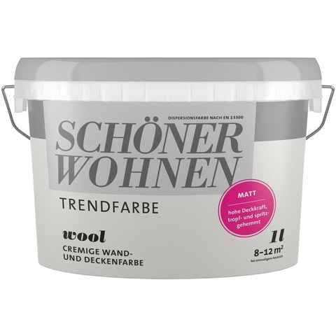 SCHÖNER WOHNEN FARBE Wand- und Deckenfarbe TRENDFARBE, 1 Liter, Wool, hochdeckende Wandfarbe - für Allergiker geeignet