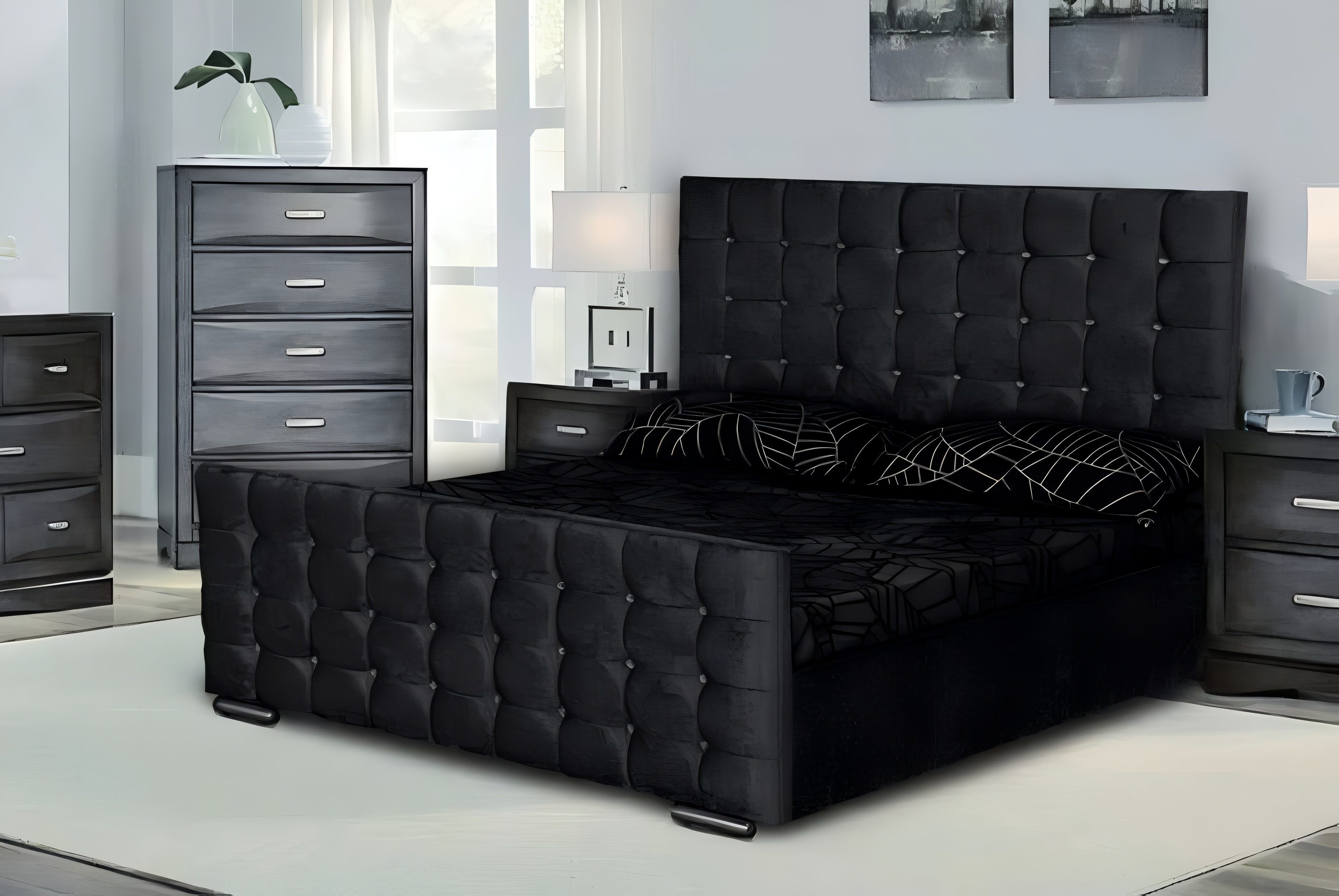 Xlmoebel Boxspringbett Neues Luxus-Schlafzimmerdesign mit Polsterbett Chesterfield (1-St., Chesterfield Bett), Hergestellt in Europa