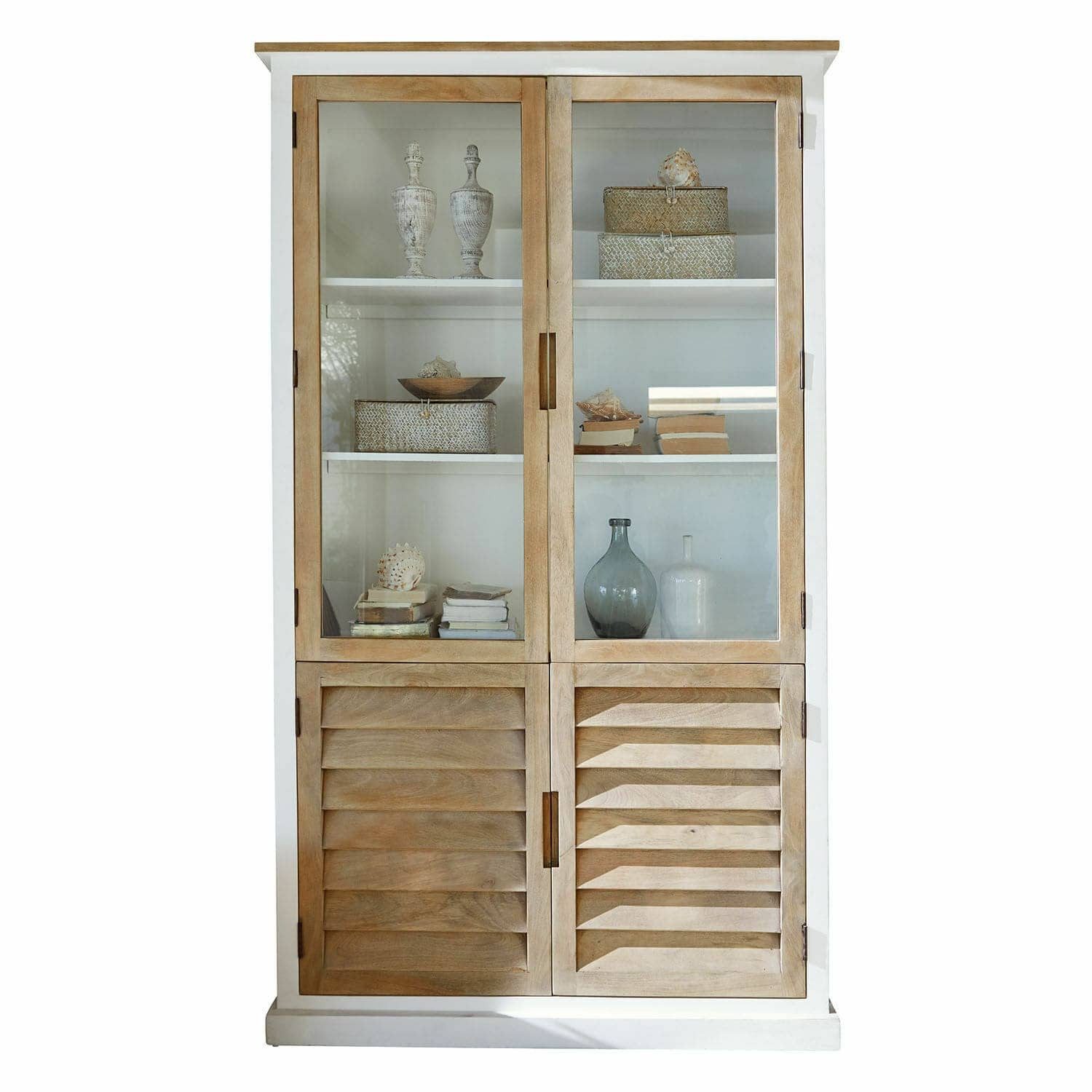 Mirabeau Glasvitrine Schrank Frapelle weiß/braun
