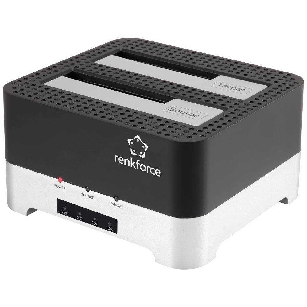 Renkforce Festplatten-Dockingstation USB 3 SATA Festplatten-Dockingstation mit Clone-Funktion RF-5047512, mit Clone-Funktion