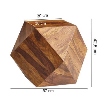 Wohnling Couchtisch WL6.177 (Sofatisch 57 x 42,5 x 57 cm Sheesham Massivholz), Wohnzimmertisch Modern, Holztisch Diamantform
