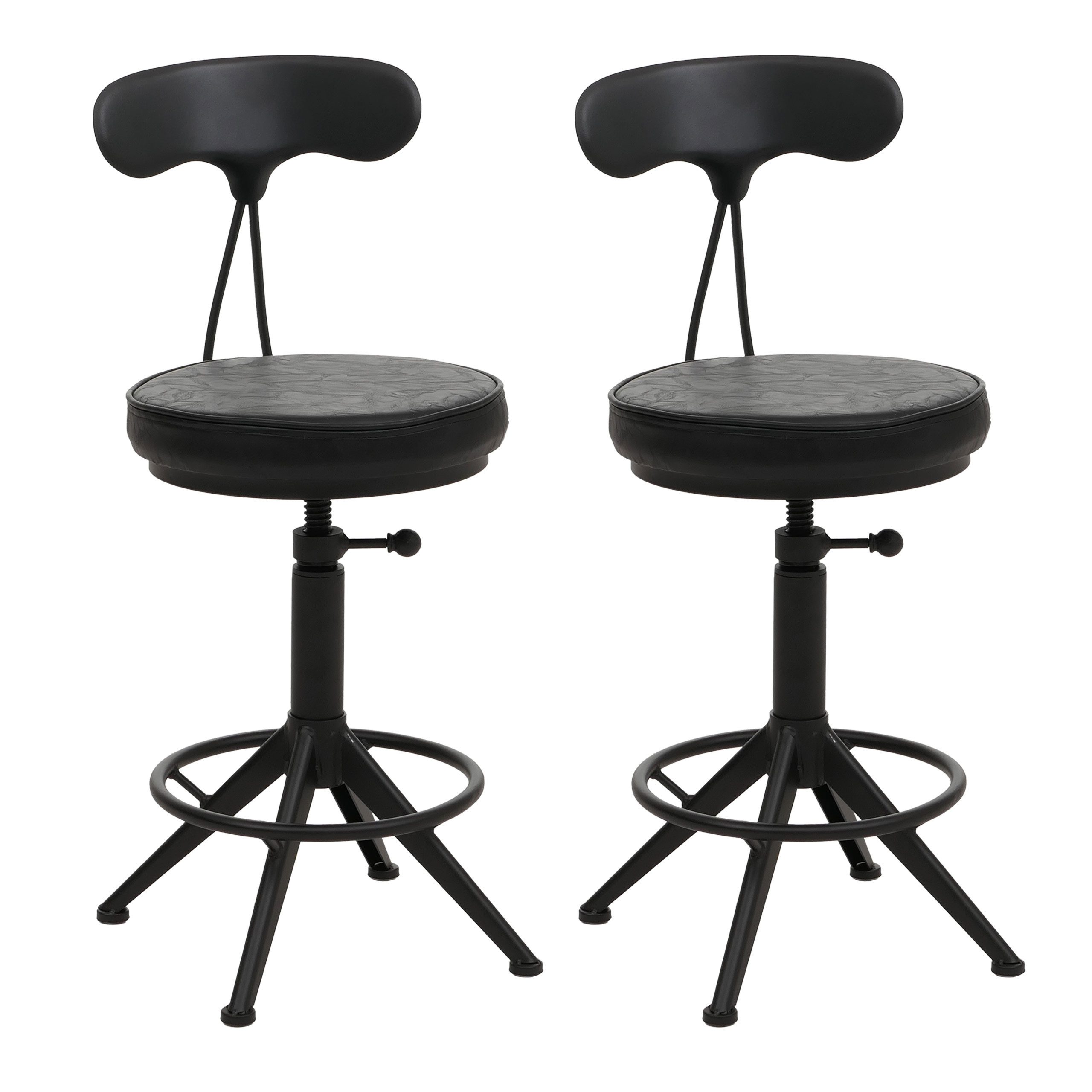 PROREGAL® Barhocker 2x Barhocker mit Lehne Sitzhöhe 51-73cm Kunstleder Meta günstig online kaufen