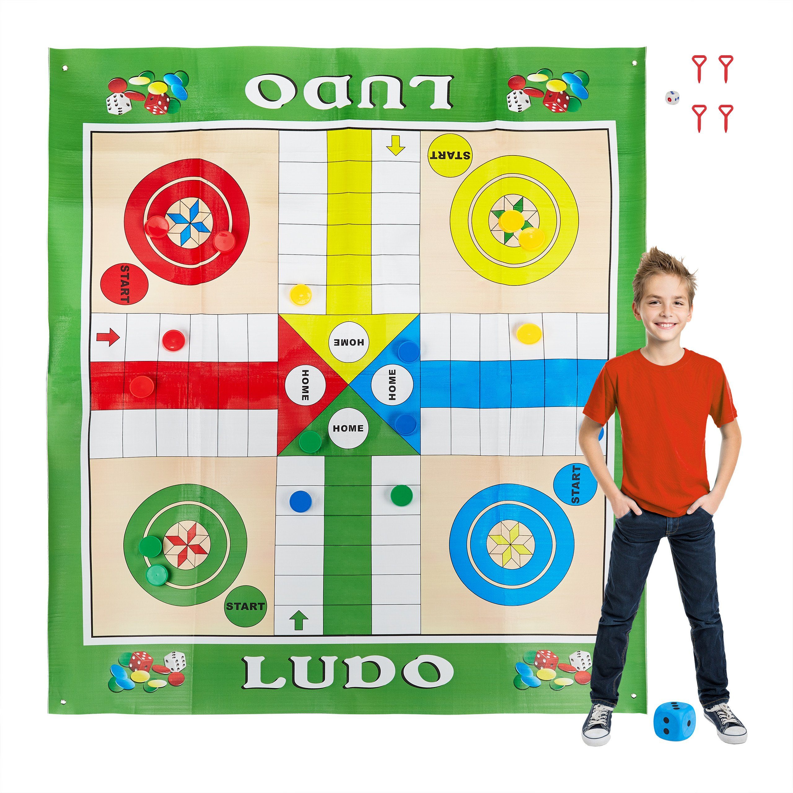 relaxdays Spiel XXL Ludo Spiel, XXL Ludo Spiel