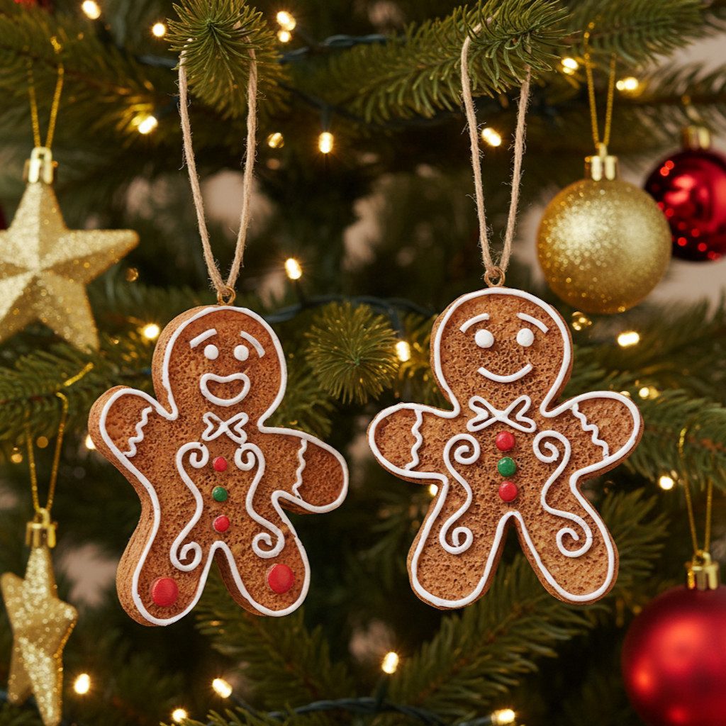 MF Hänge-Weihnachtsbaum Weihnachtsanhänger Ginger 2er Set Lebkuchenmann Handbemalt (2 St)
