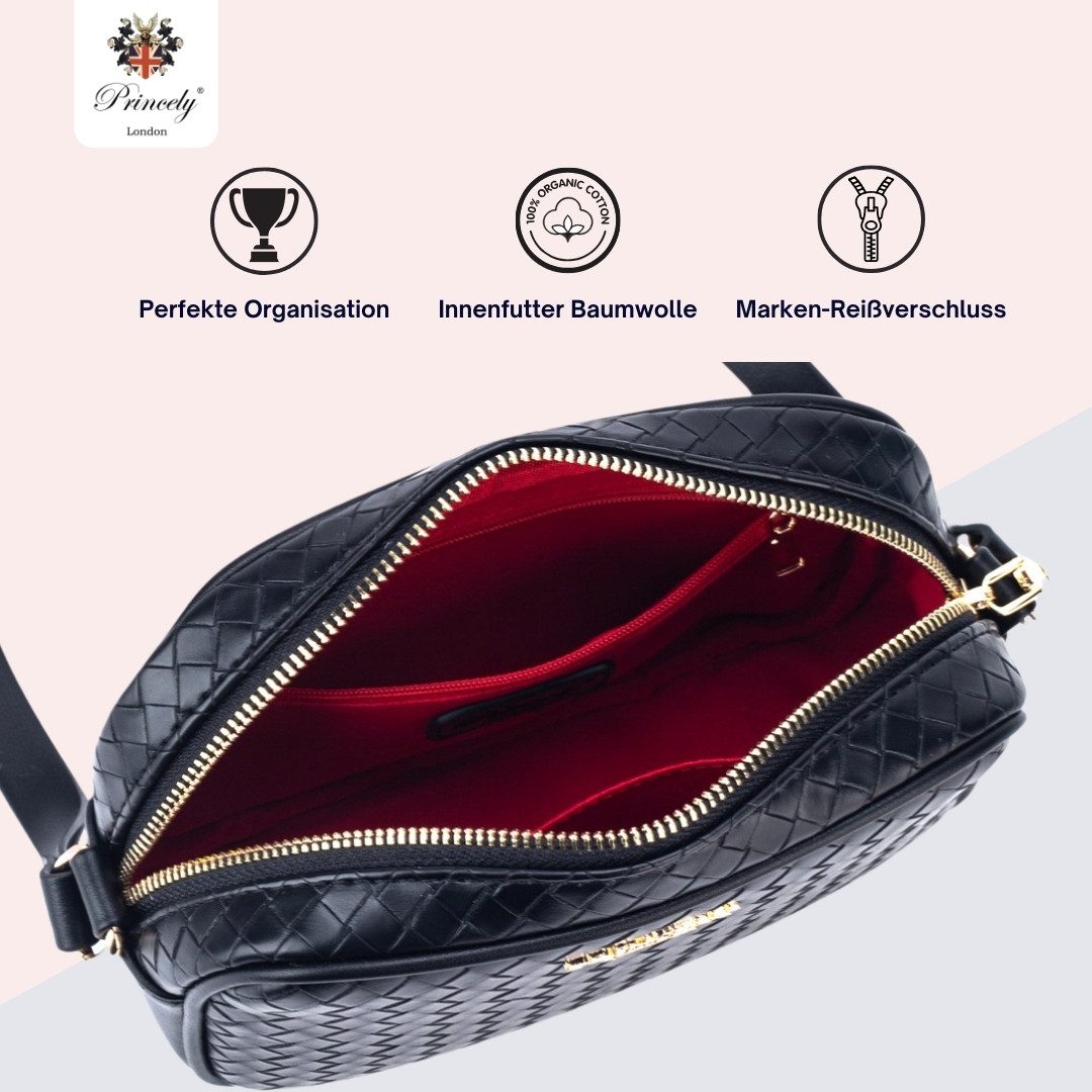 Princely London Schultertasche Maya – Kompakte Damen-Umhängetasche in eleganter Flechtoptik
