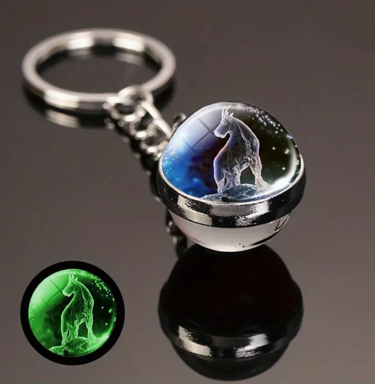 Stelby Schlüsselanhänger mit Gravur Steinbock Sternzeichen Schlüsselanhänger 3D mit Geschenkbox (Weihnachtsgeschenk, Geburtstagsgeschenk, Valentinstaggeschenk, Gravur mit Glow-Effekt), langlebig, pflegeleicht, unisex