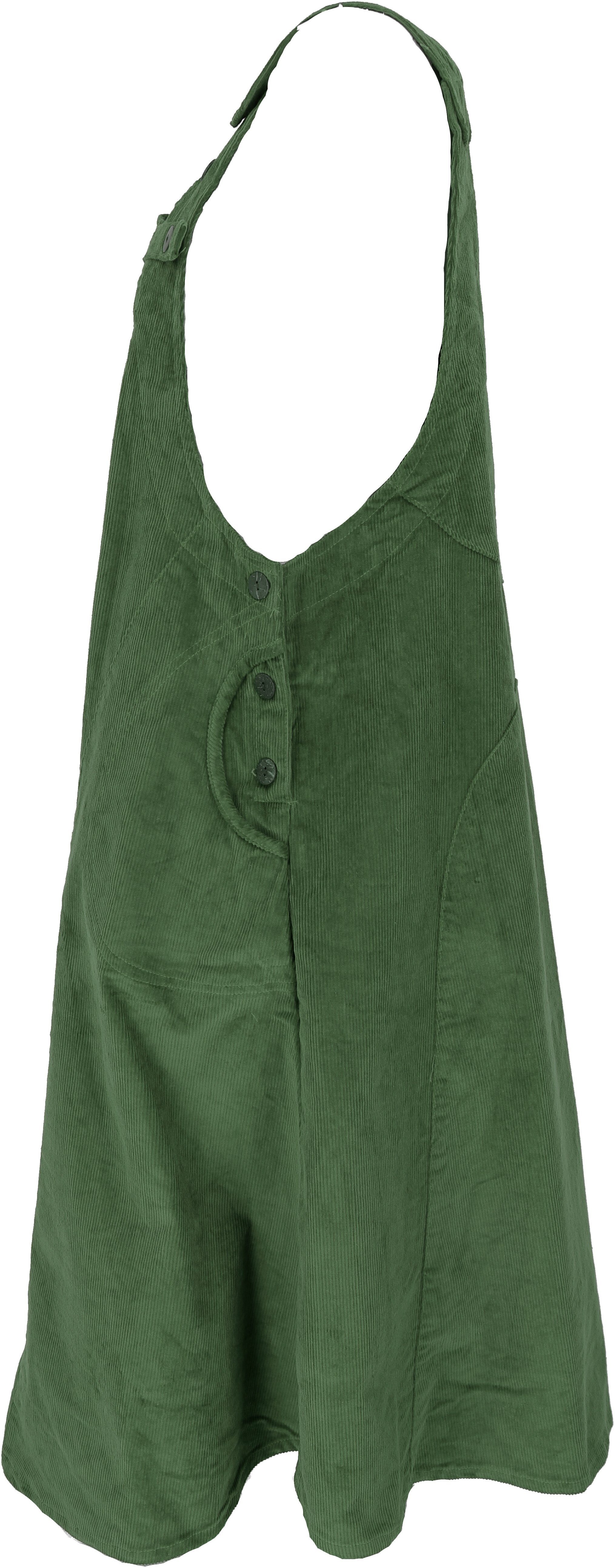 Guru-Shop Minirock Cord-Latzrock, Trägerkleid, Hippierock - grün alternative Bekleidung
