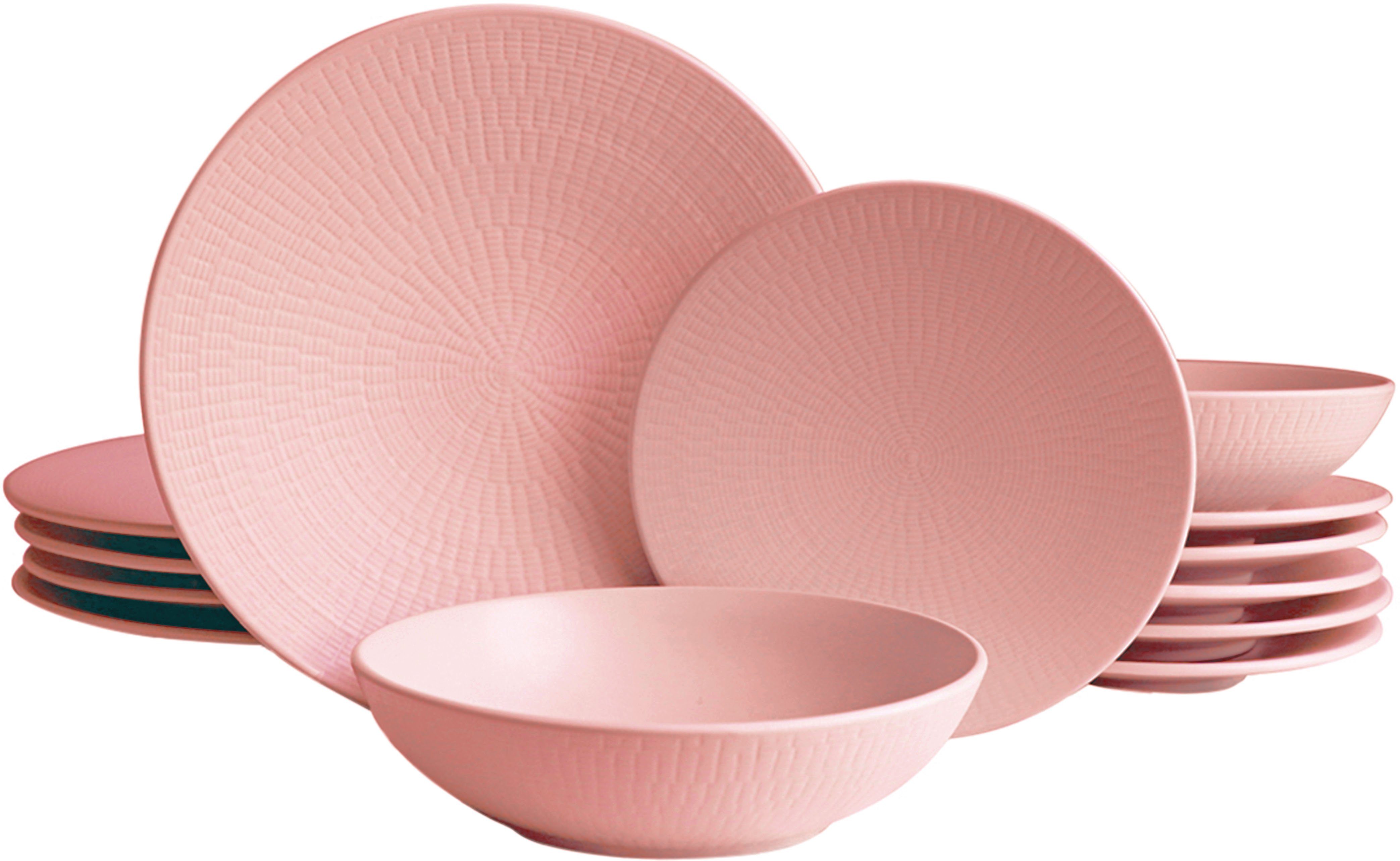 ECHTWERK Tafelservice Blanka Nature Design (12-tlg), 4 Personen, Steingut, Teller Set, mit Struktur