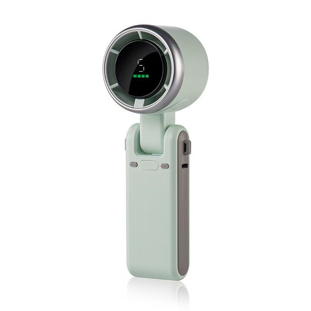 nsihing Handventilator Akku Tragbar, Turbo Mini Ventilator mit 5 Windstufen, USB-C, Wiederaufladbar & Trageschlaufe, 3-in-1 Hand-, Hals- & Tischventilator