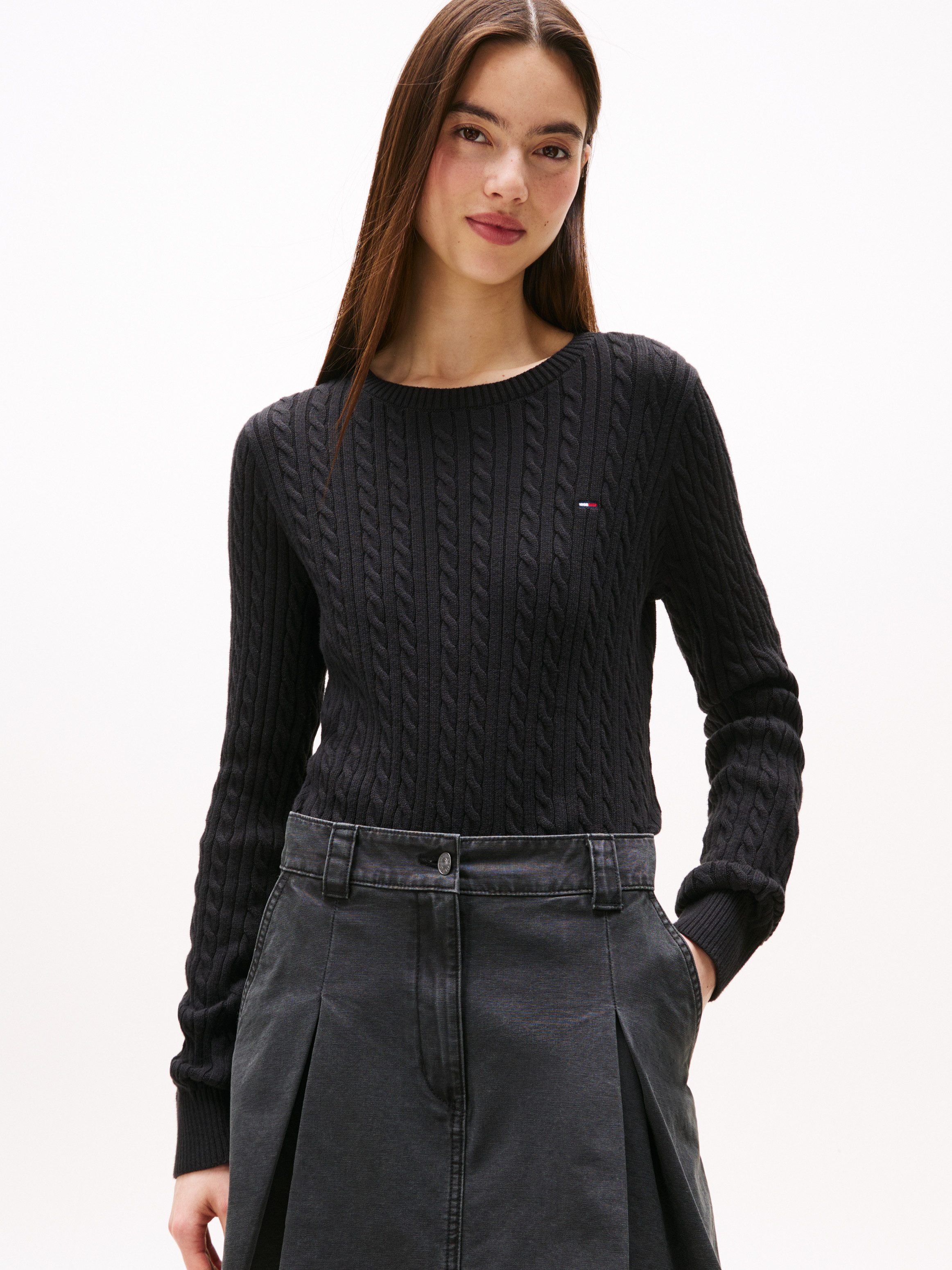 Tommy Jeans Strickpullover TJW CABLE ESSENTIAL SWEATER mit Zopfmuster günstig online kaufen