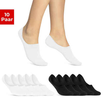 sockenkauf24 Füßlinge 10 Paar Premium Füßlinge aus gekämmter Baumwolle Damen & Herren (Schwarz/Weiß, 35-38) Sneaker Socken ohne drückende Naht (Exclusive Line) - 70103T WP