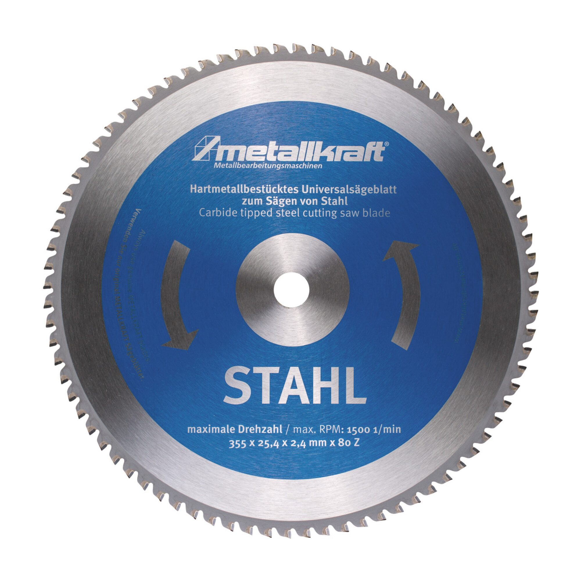 Metallkraft Kreissägeblatt METALLKRAFT Sägeblatt Stahl Ø355 x 2,4 x 25,4mm Z80 für MTS 356