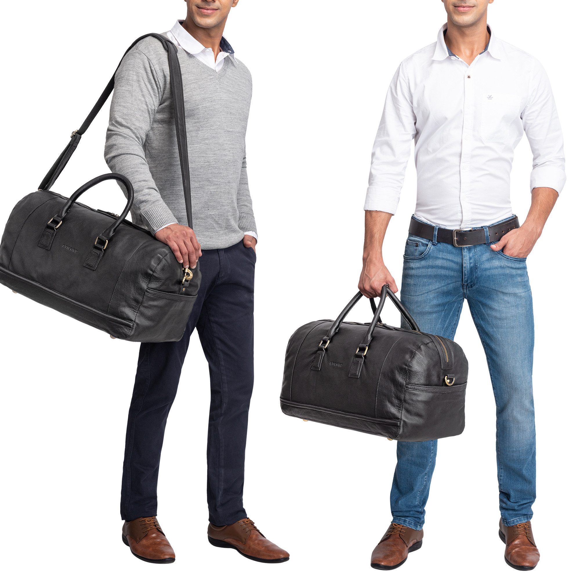 STILORD Weekender "Edson" Leder Weekender Vintage Reisetasche Groß für Herren und Damen