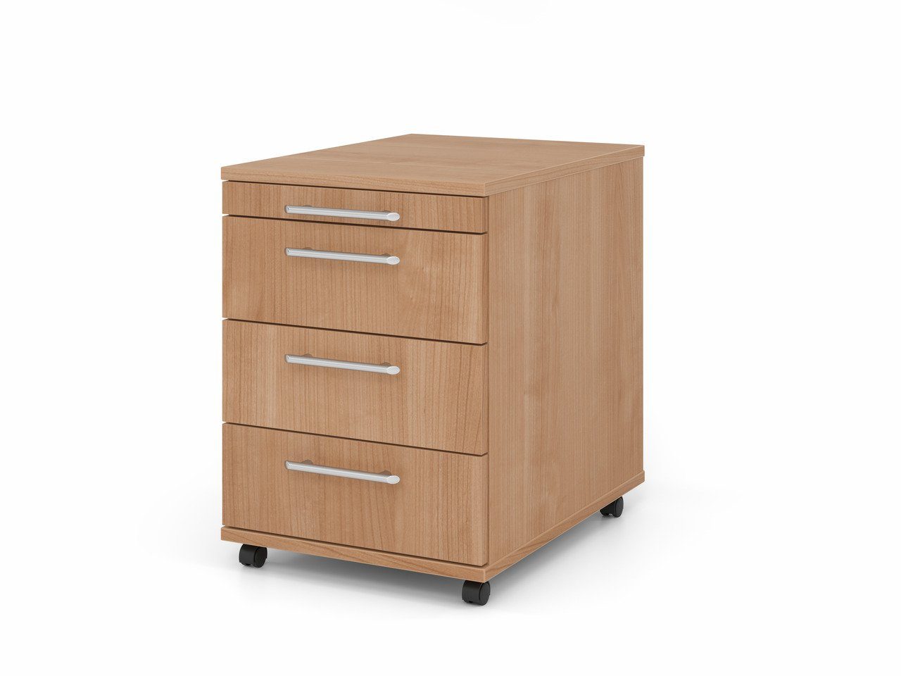 PROREGAL® Rollcontainer Rollcontainer, Ahorn, HxBxT 59x42,8x58cm, 3 Schübe
