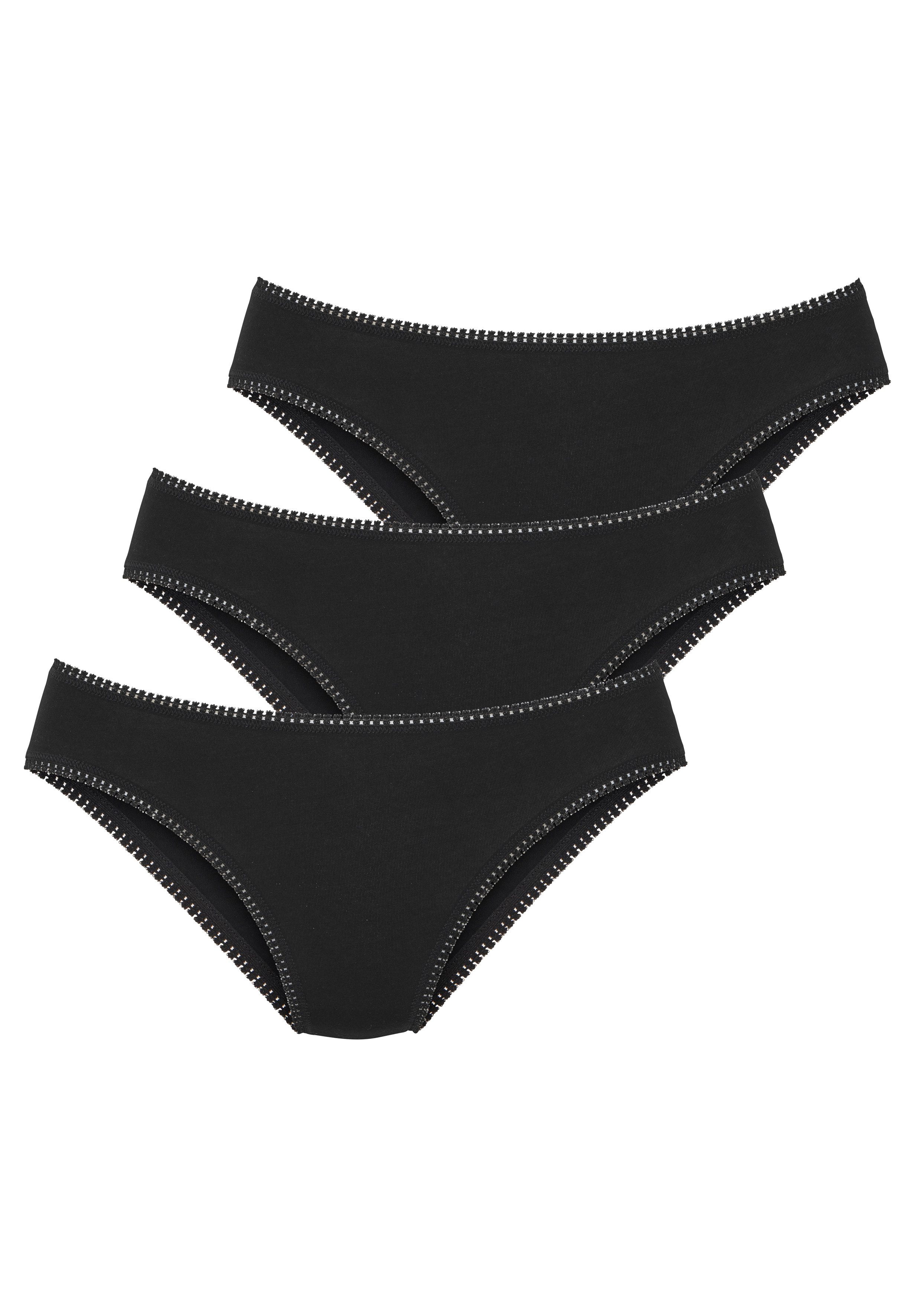 LASCANA Jazz-Pants Slips (3er-Pack) mit Spitze am Beinabschluss, aus elastischem Jersey