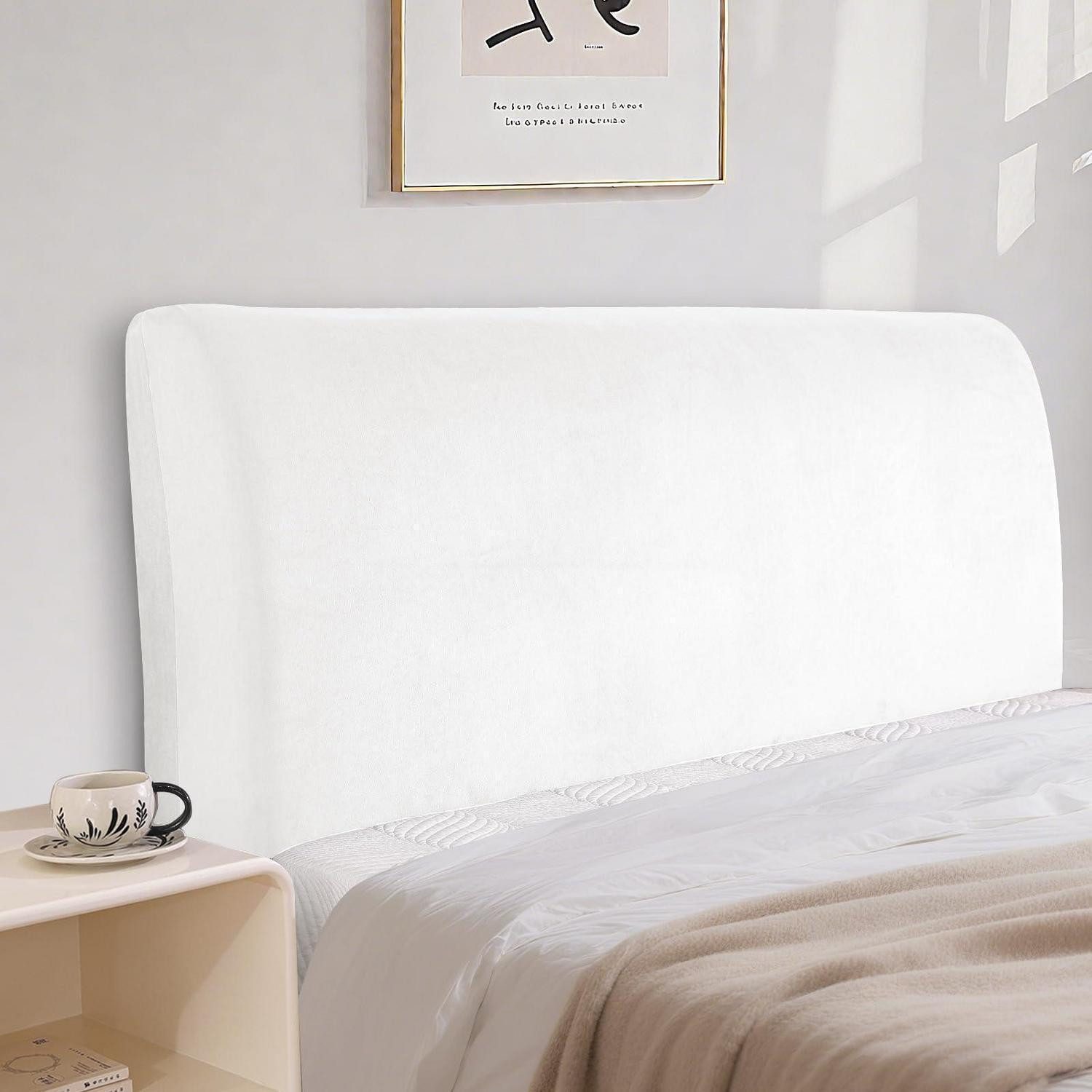 LuxusKollektion Betthusse Kopfteilbezug Samt staubdicht Weiß 200CM Geeignete Breite 190CM 215CM