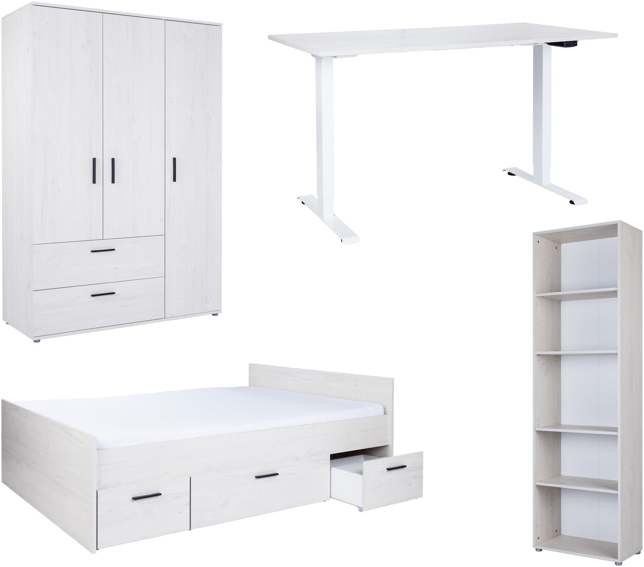 arthur berndt Jugendzimmer-Set Jugendzimmer-Set »Mathea« 4-teilig, (Set, 4-tlg), Schreibtisch stufenlos elekrisch höhenverstellbar