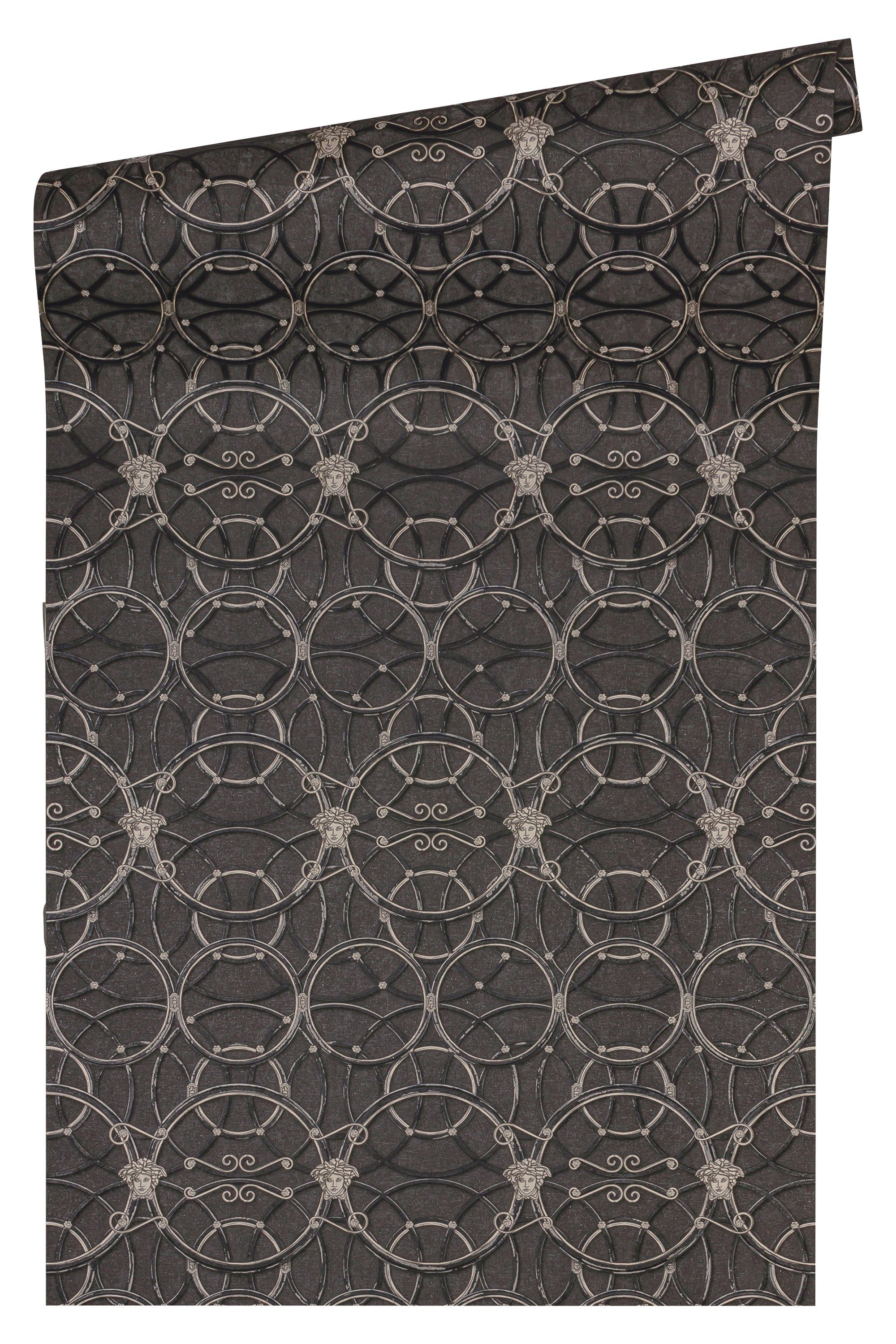 Versace Vliestapete Versace wallpaper Versace 4, Barock Tapete, silber, schwarz 370494