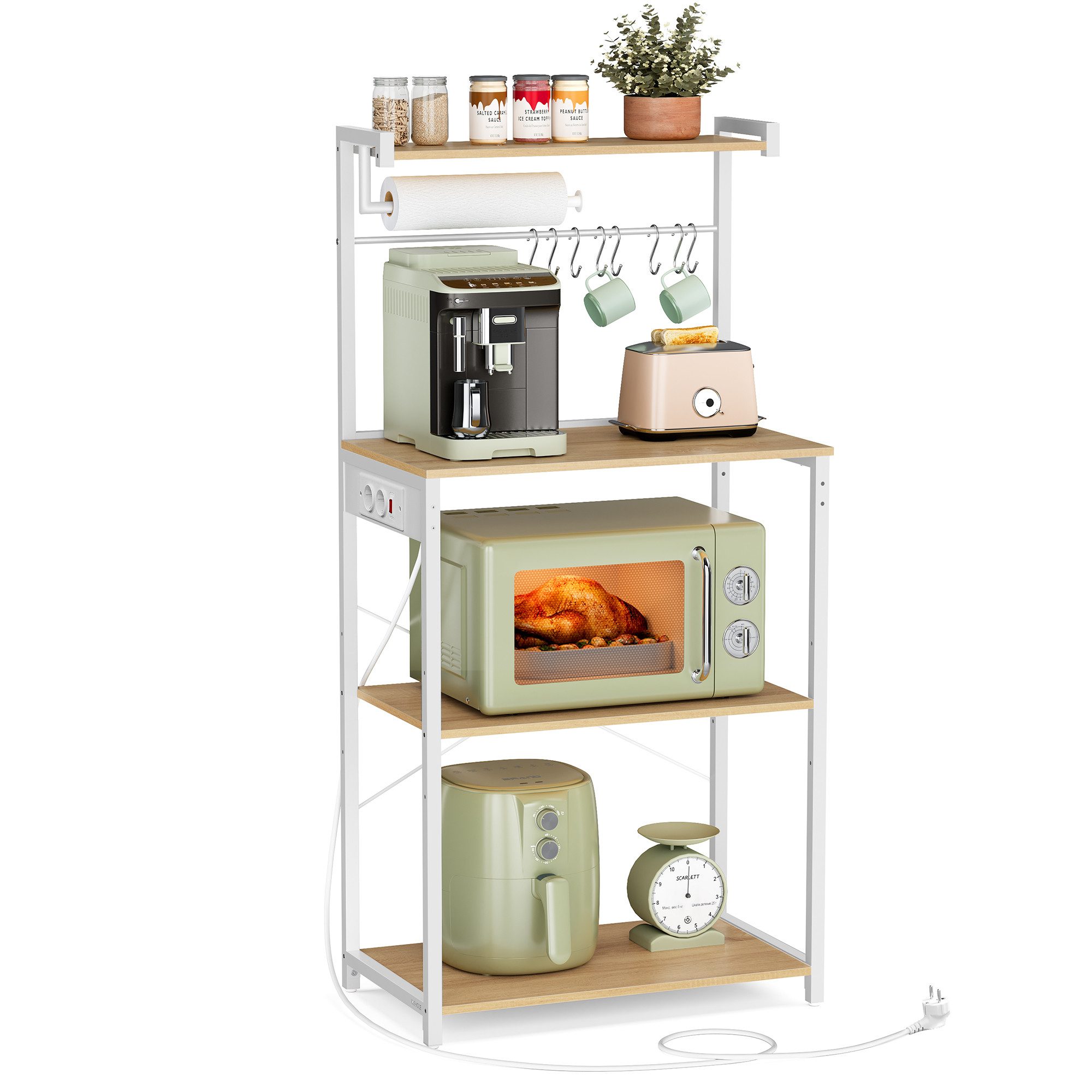 VASAGLE Küchenregal, Standregal mit Steckdosen, Standregal 4 Ebenen, verste günstig online kaufen