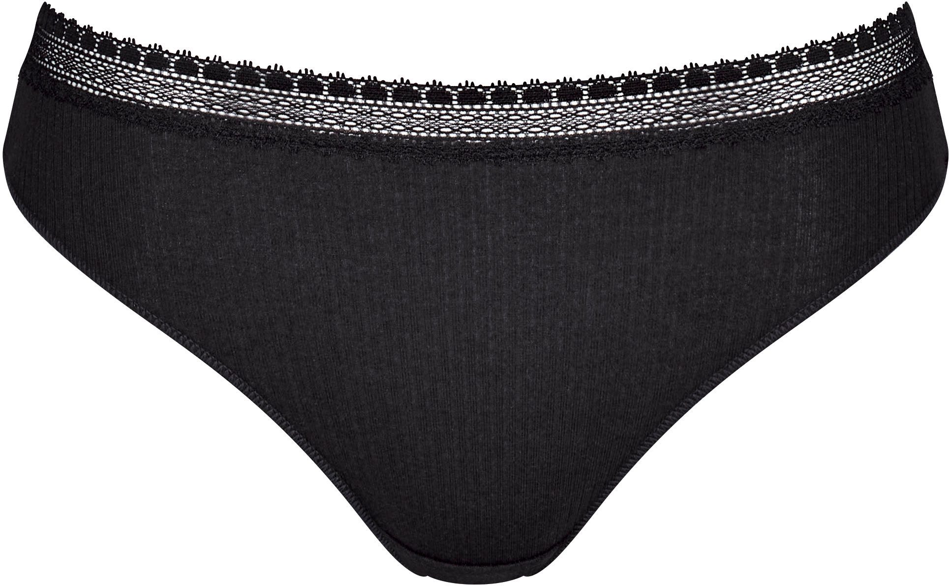 sloggi Tai-Slip GO Ribbed (2er Pack) Rippstruktur, Baumwollmischung, Stretchy Spitzenbesatz