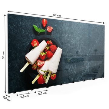Primedeco Garderobenpaneel Magnetwand und Memoboard aus Glas Erdbeerjoghurt gefroren
