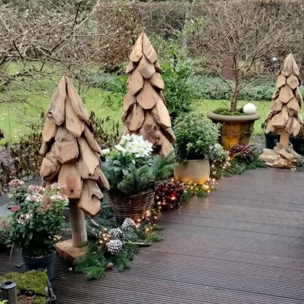 LebensWohnArt Dekoobjekt Teak Deko Baum BOOM ca. H120cm Tannenbaum Massivholz