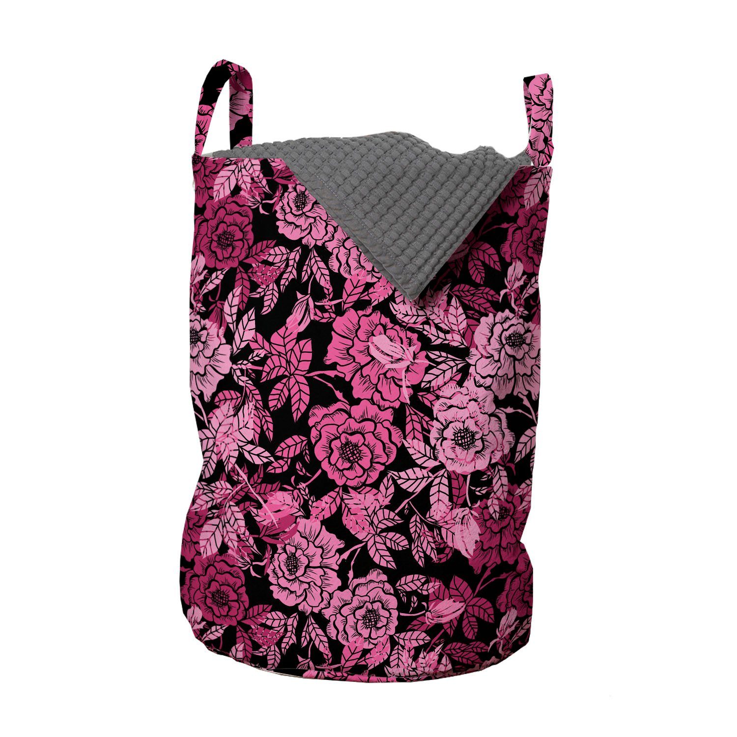 Abakuhaus Wäschesäckchen Wäschekorb mit Griffen Kordelzugverschluss für Waschsalons, Romantisch Feminine Peony Blumen