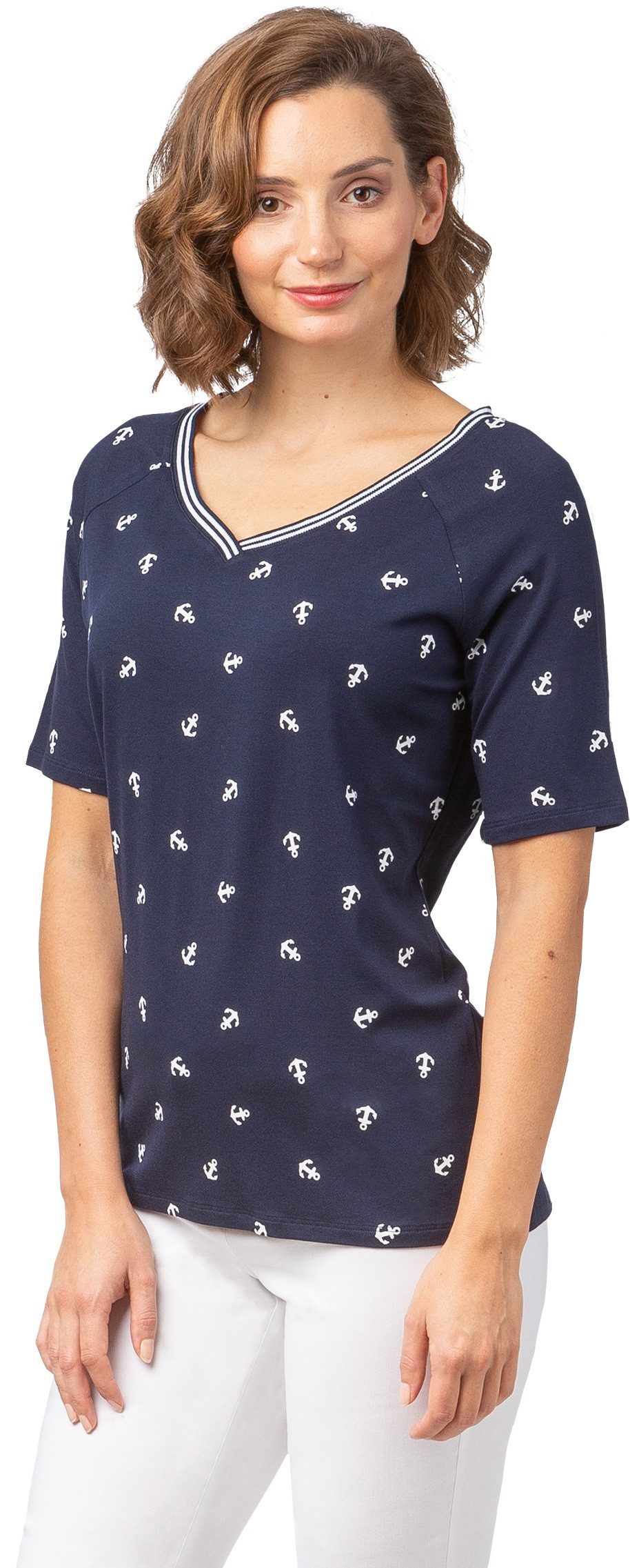 Estefania for woman V-Shirt 184-1206, mit V-Ausschnitt und Ankern