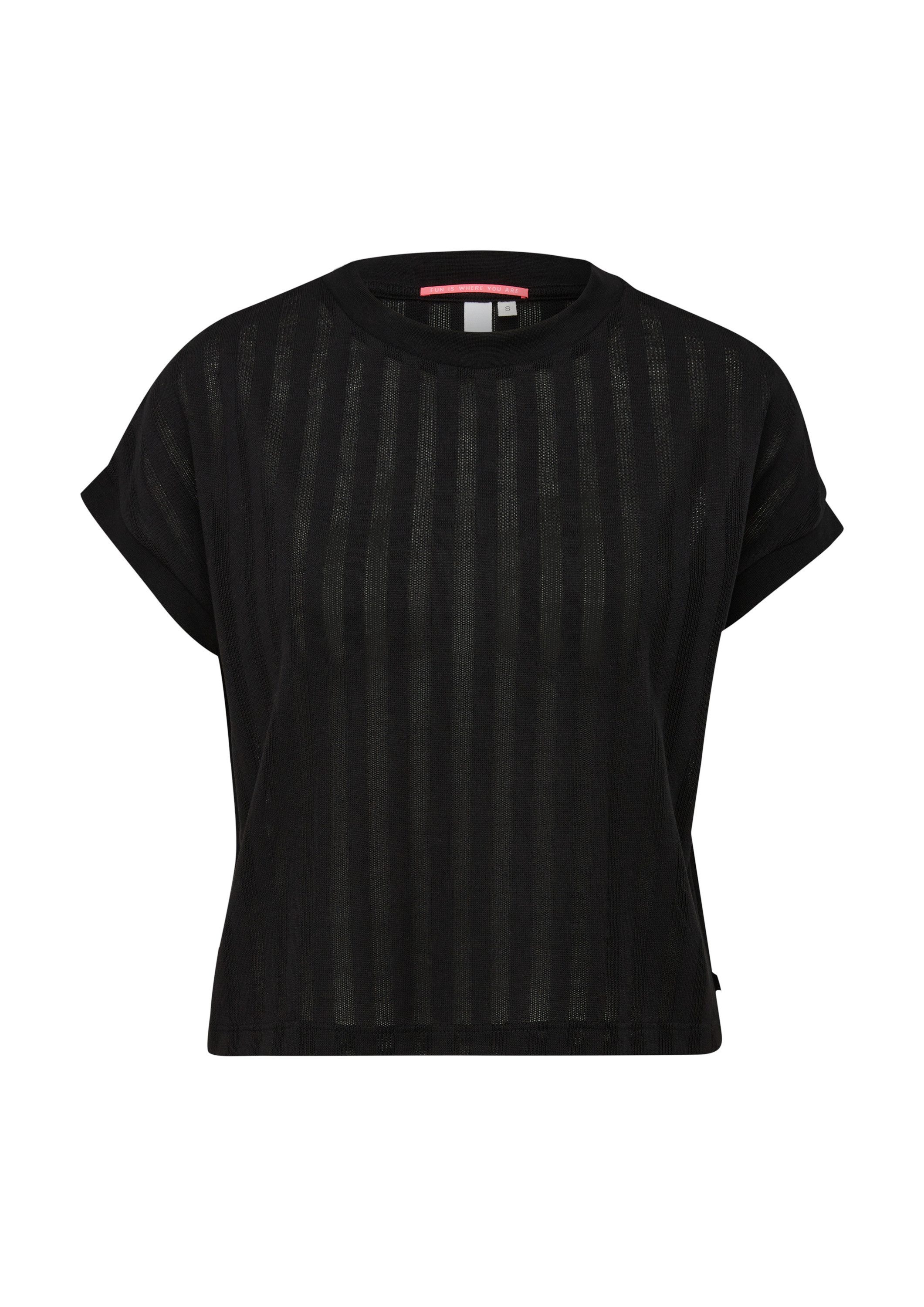 QS Kurzarmshirt T-Shirt T-Shirt mit Musterstruktur günstig online kaufen