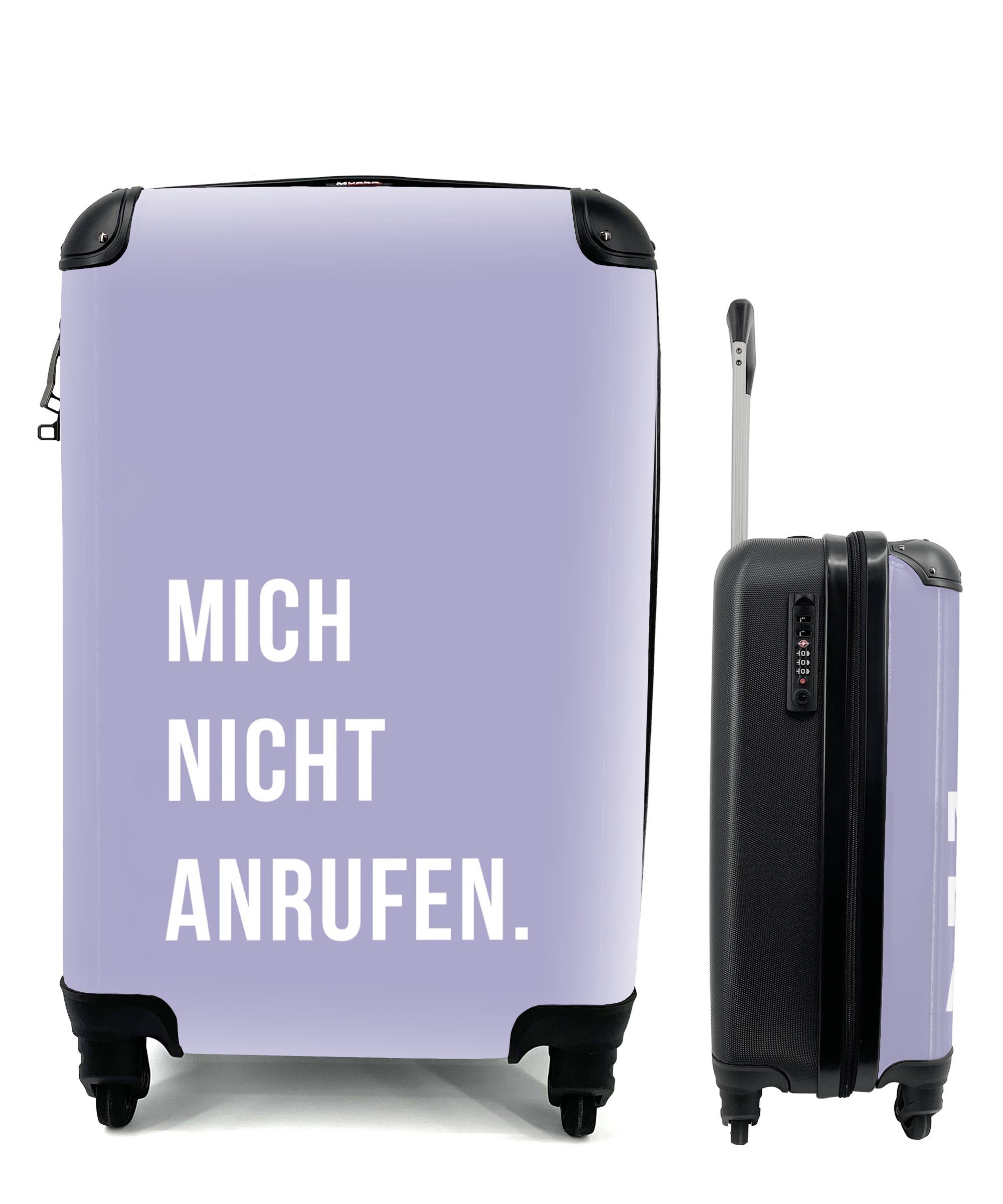 MuchoWow Handgepäckkoffer Mich nicht anrufen - Zitate - Lavendel, 4 Rollen, Reisetasche mit rollen, Handgepäck für Ferien, Trolley, Reisekoffer