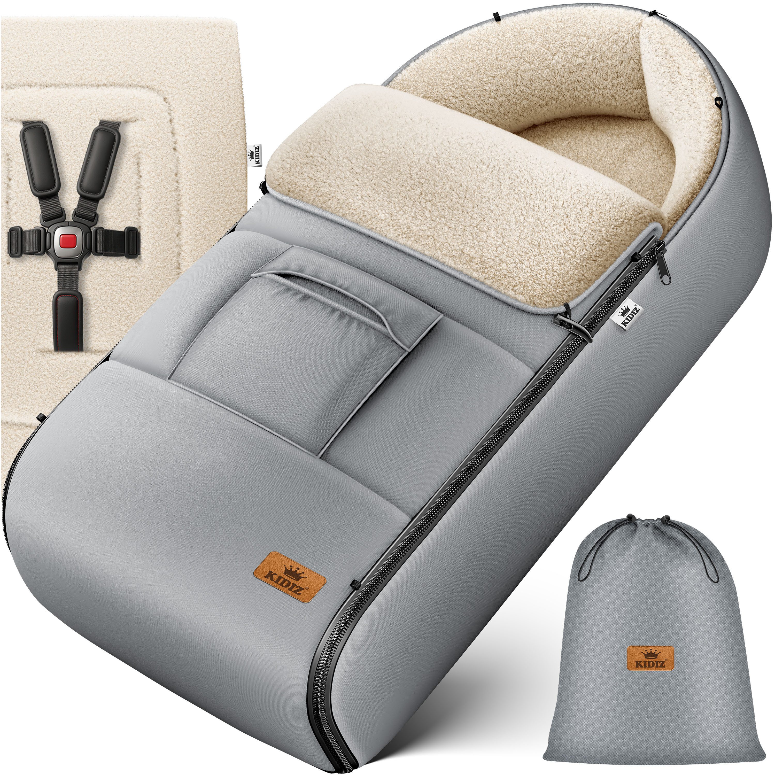 KIDIZ Fußsack Winterfußsack gefüttert, mit weichem Fleece gefüttert, für Kinderwagen, Autositz & Buggys von KIDIZ