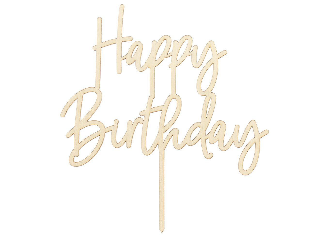 partydeco Tortenstecker, Cake Topper Happy Birthday Holz 16,5cm natur