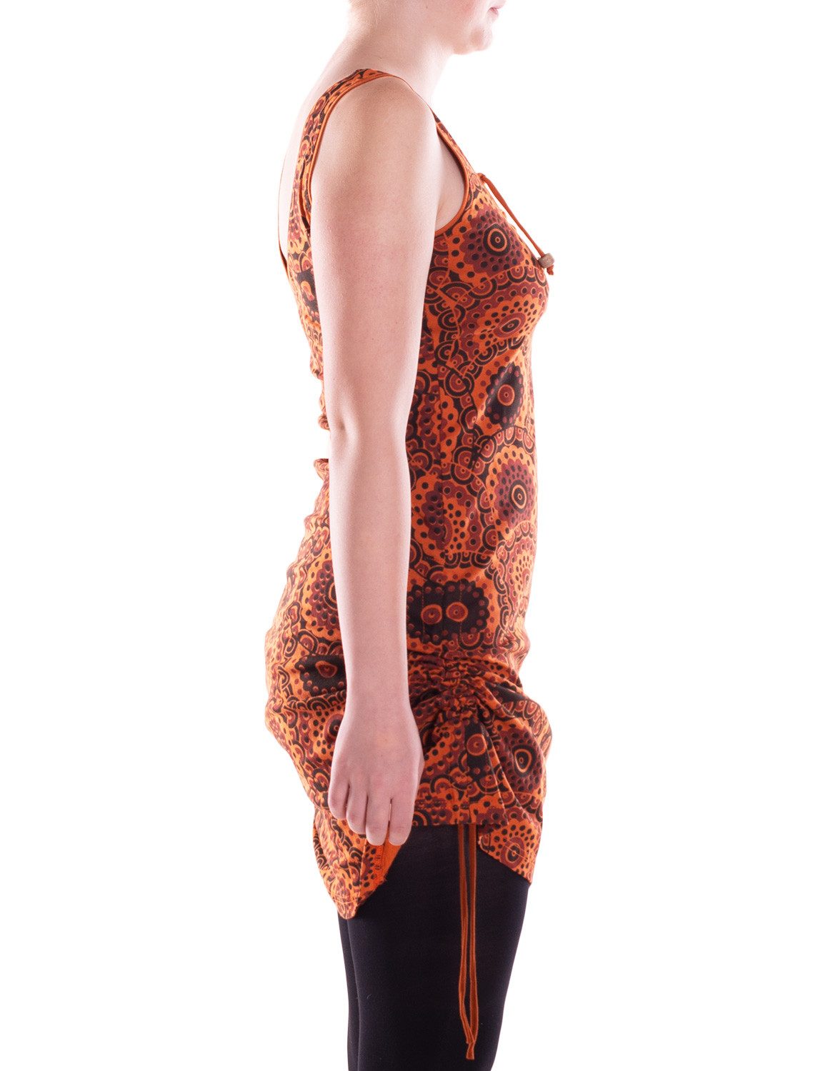 Vishes Sommerkleid Verstellbares Damen Minikleid aus Baumwolljersey mit Schnürung Alternative Mode, Boho, Hippie, Ethno, Festival