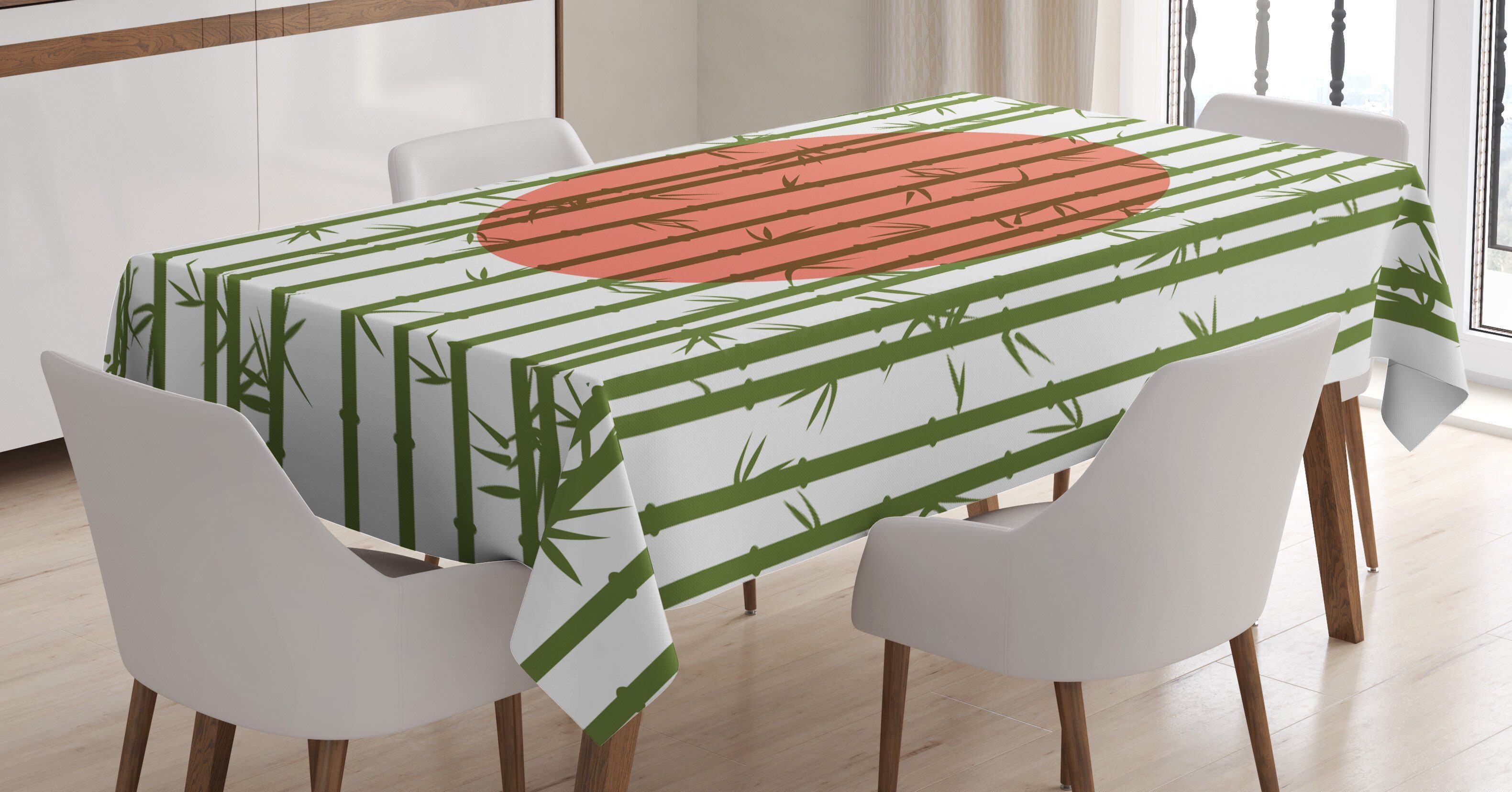 Abakuhaus Tischdecke Farbfest Waschbar Für den Außen Bereich geeignet Klare Farben, japanisch Bambuspflanzen Gegen Sonne