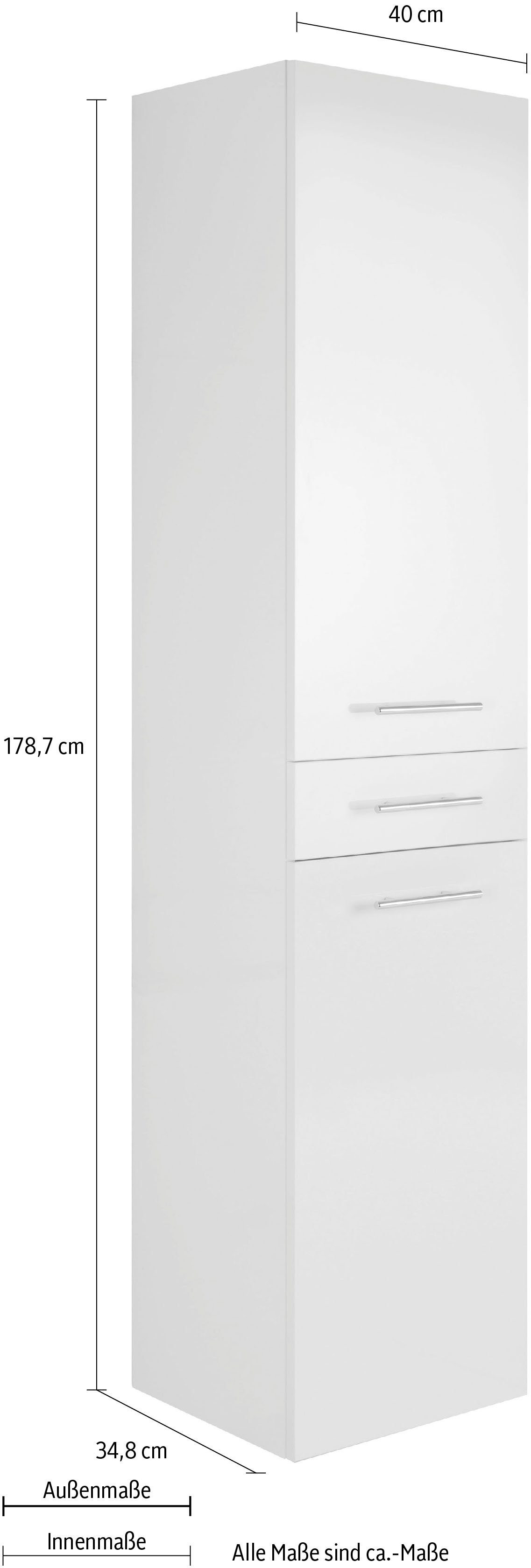 Hochschrank MARLIN Eiche Eiche Struktur 40 Weiß 3040, cm Weiß Breite | Struktur