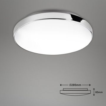 Briloner Leuchten LED Deckenleuchte 3351-016, LED fest verbaut, Neutralweiß, Badezimmer, IP44, weiß-chrom, 28,5 cm