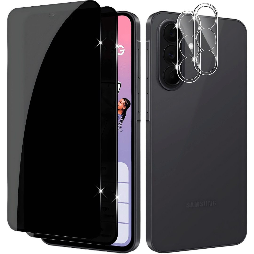 SmartUP Displayschutzglas 2X Schutzglas für Samsung Galaxy A37 5G Blickschutz Display Kamera 9H für Samsung Galaxy A37 5G, 4 Stück, Anti-Spy, Blickschutz, Privacy
