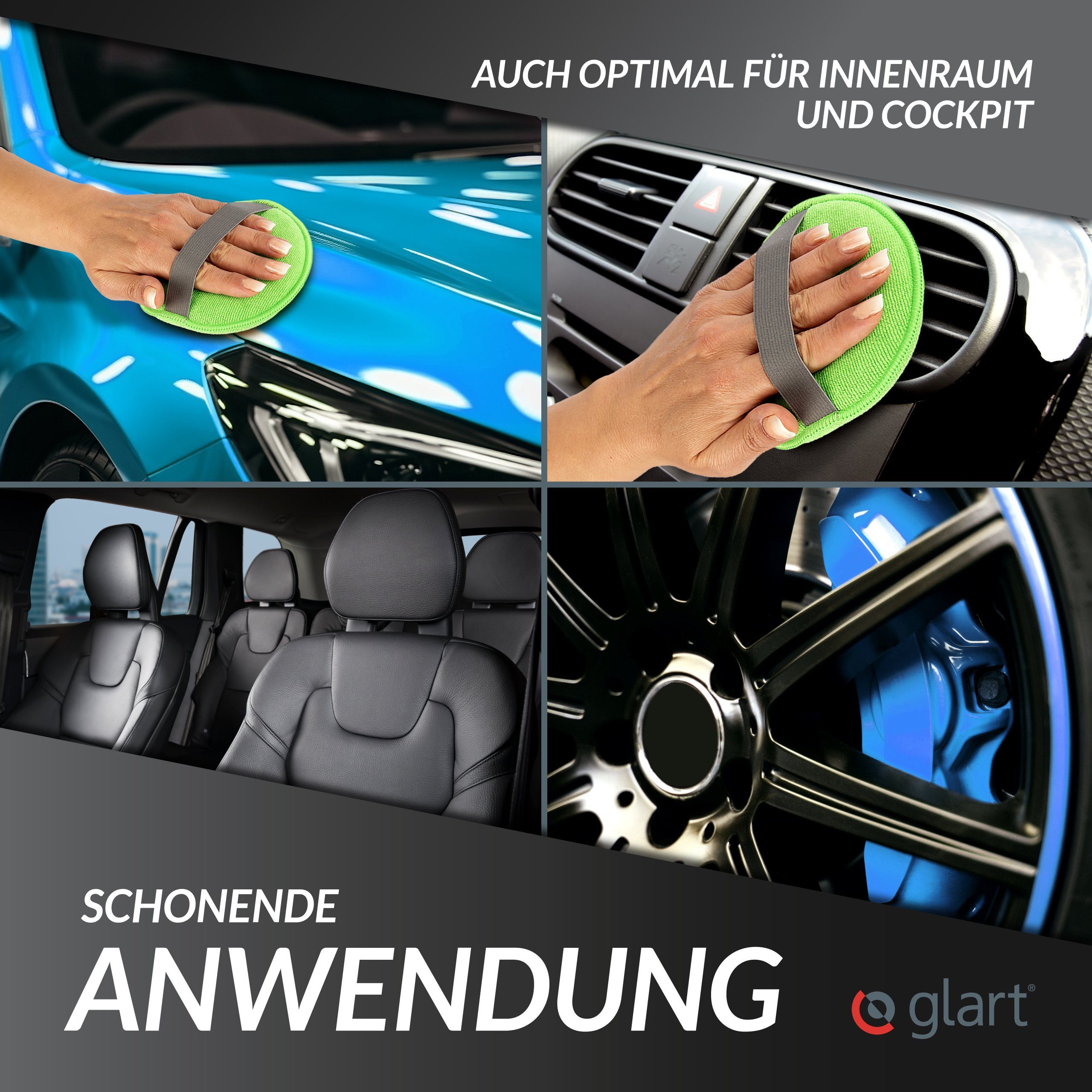 Glart 46PP Mikrofaser Auto Polierschwamm 6er Set, für Wachse & Polituren Mikrofaserpad (40% PE 10% PA 50% Polyurethan) – Bild 5 von 5