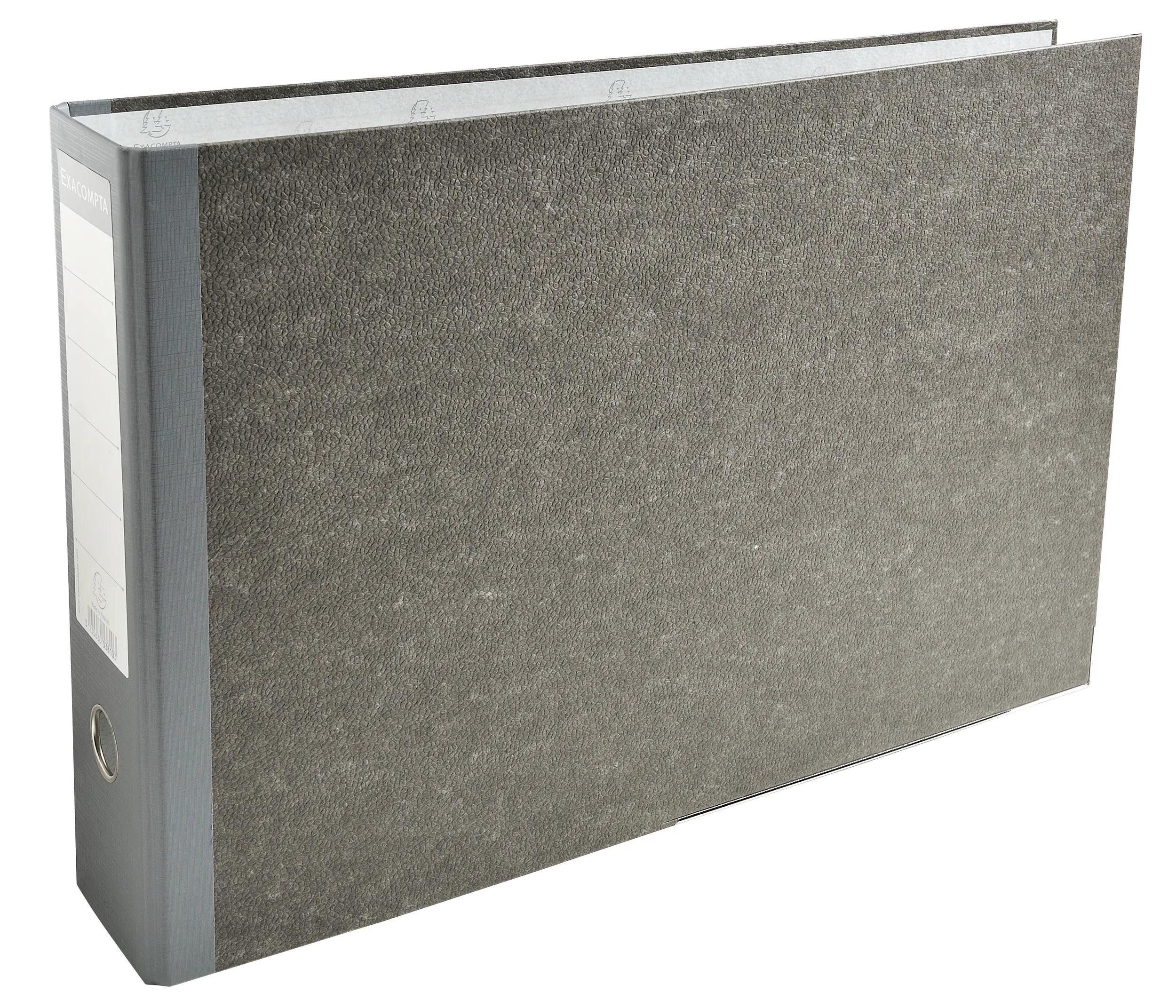 EXACOMPTA Aktenordner 4x Ordner Wolkenmarmor 2Ring 80mm Rücken A3 quer grau 53810E, Ringbuch/Ordner