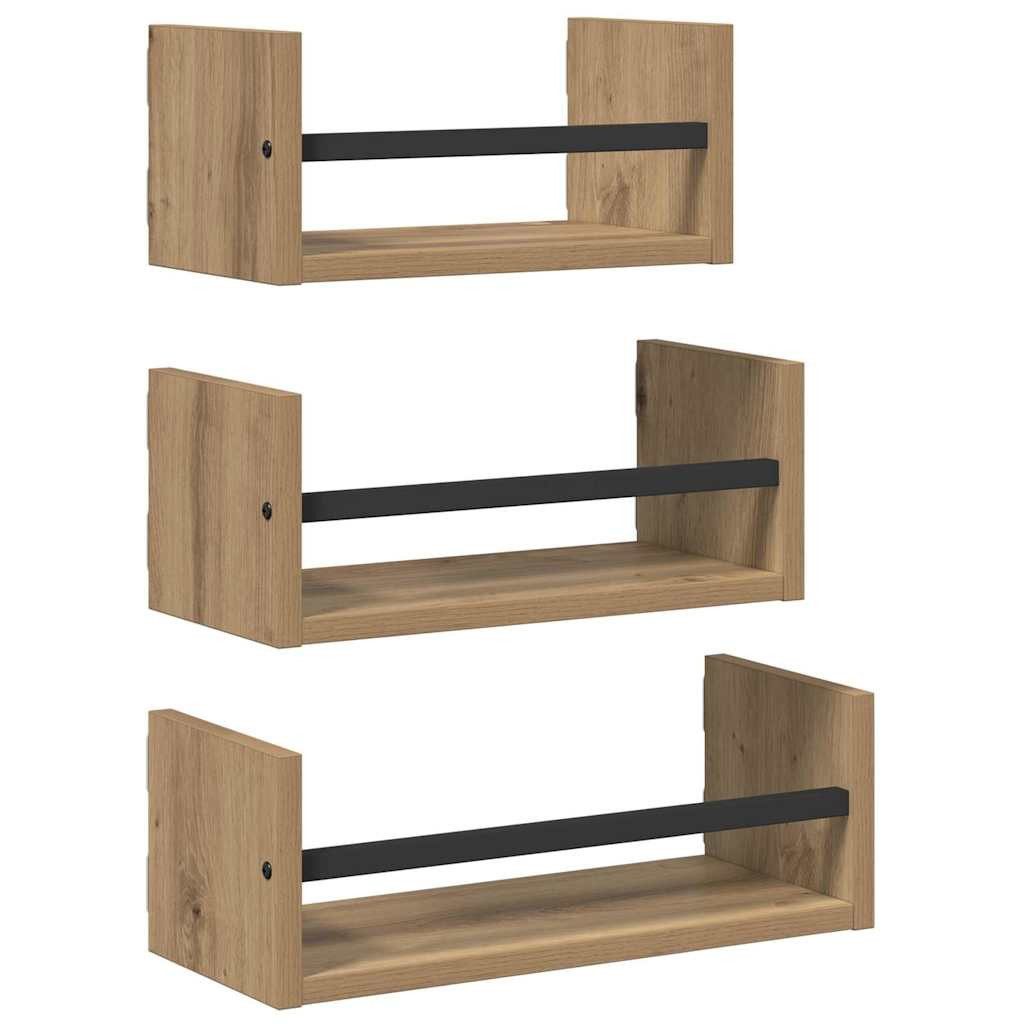 vidaXL Regal Wandregal-Set 3 pcs Artisan-Eiche 40x16x14cm Holzwerkstoff, 3- günstig online kaufen