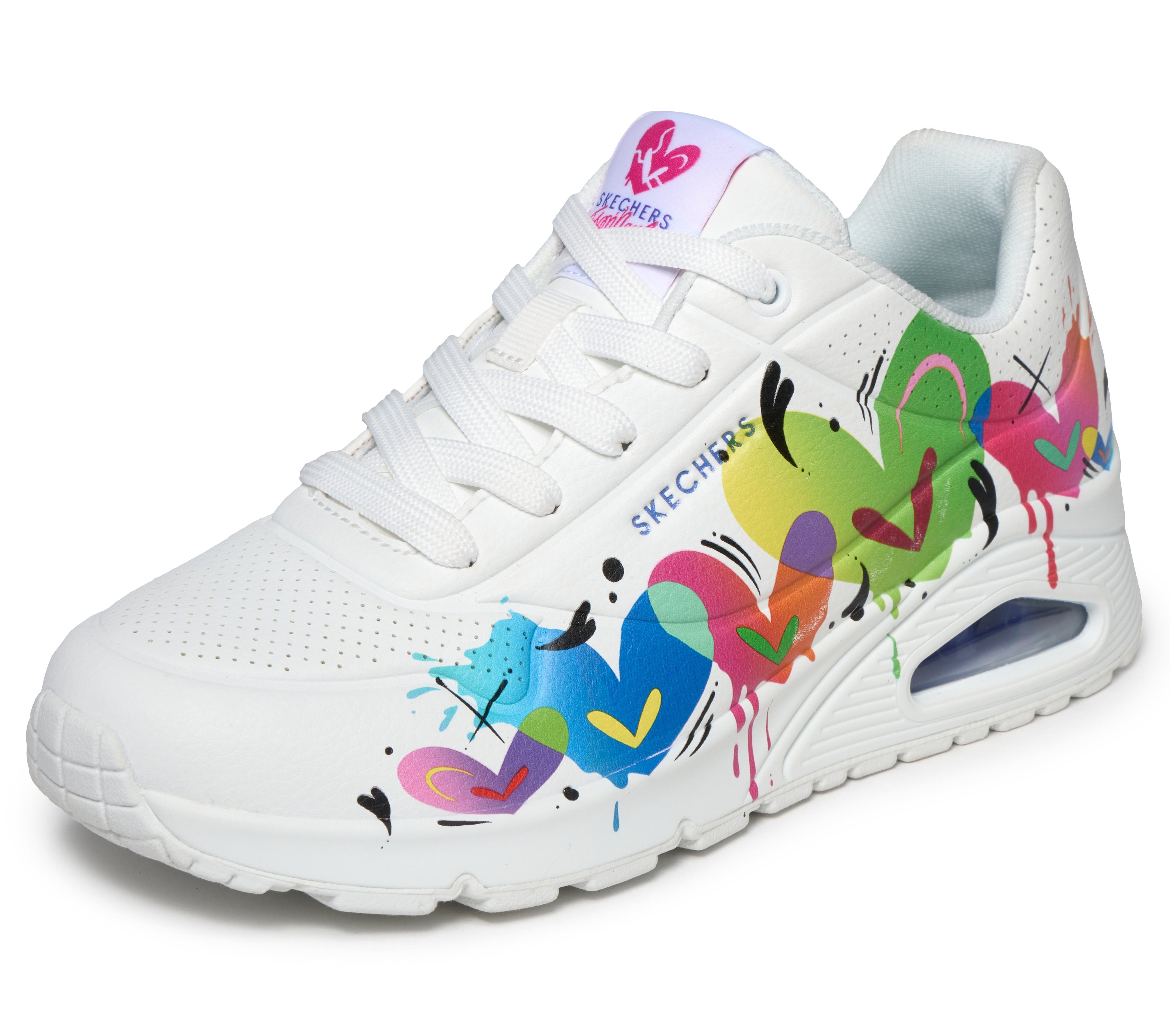 Skechers UNO-JASON NAYLOR Sneaker Halbschuh, Schnürschuh mit buntem Herzchen-Print