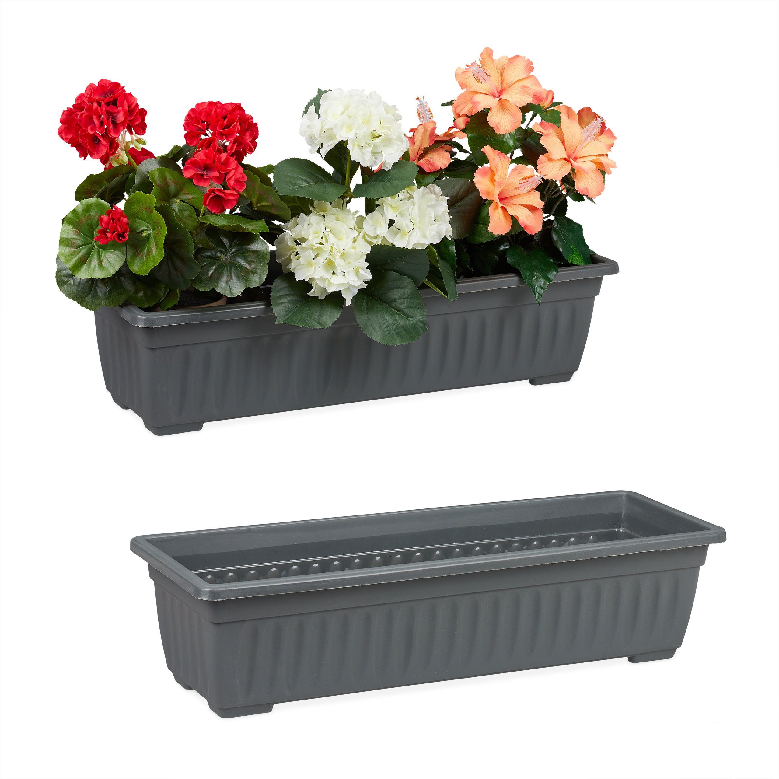 Pflanzkübel relaxdays Blumenkasten Anthrazit im 2er Set,