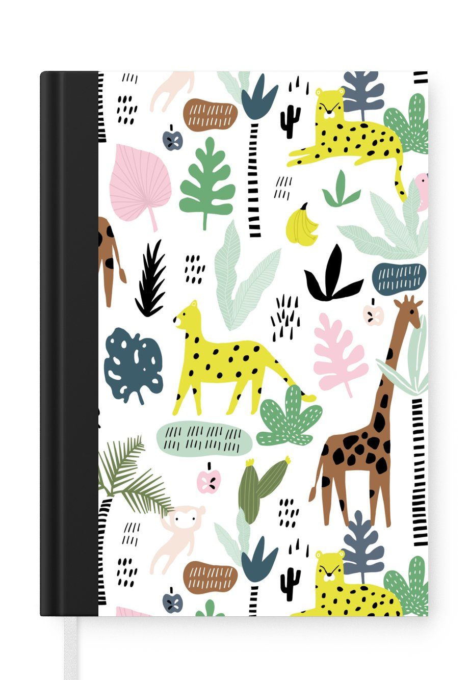 MuchoWow Notizbuch Dschungel - Muster - Früchte - Tiere, Journal, Merkzettel, Tagebuch, Notizheft, A5, 98 Seiten, Haushaltsbuch